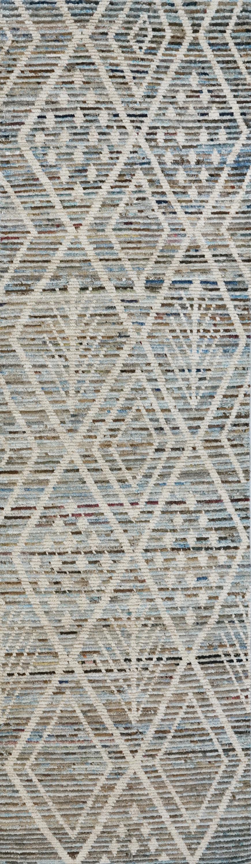 10 Ft Light Blue Moroccan Runner Rug - Afghan Handmade Wool