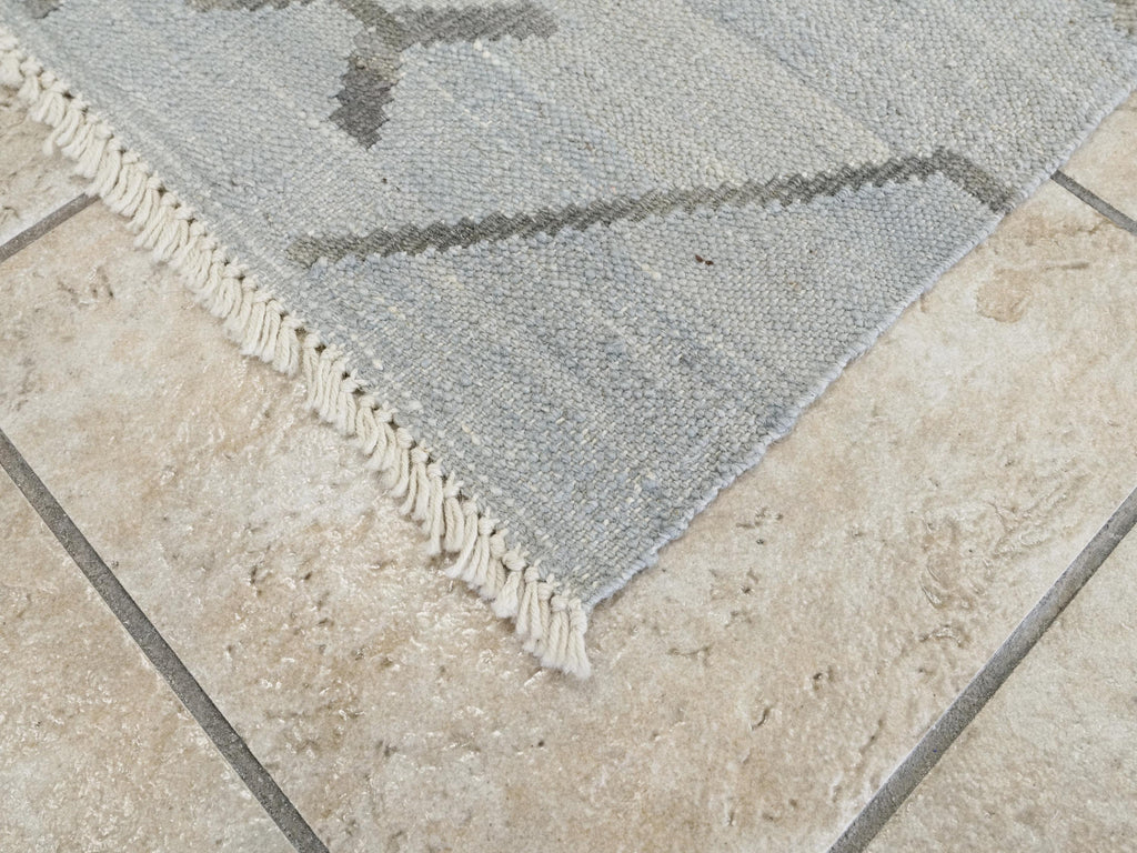 6x8 Ft Gray Kilim Rug - Handwoven Flat Weave