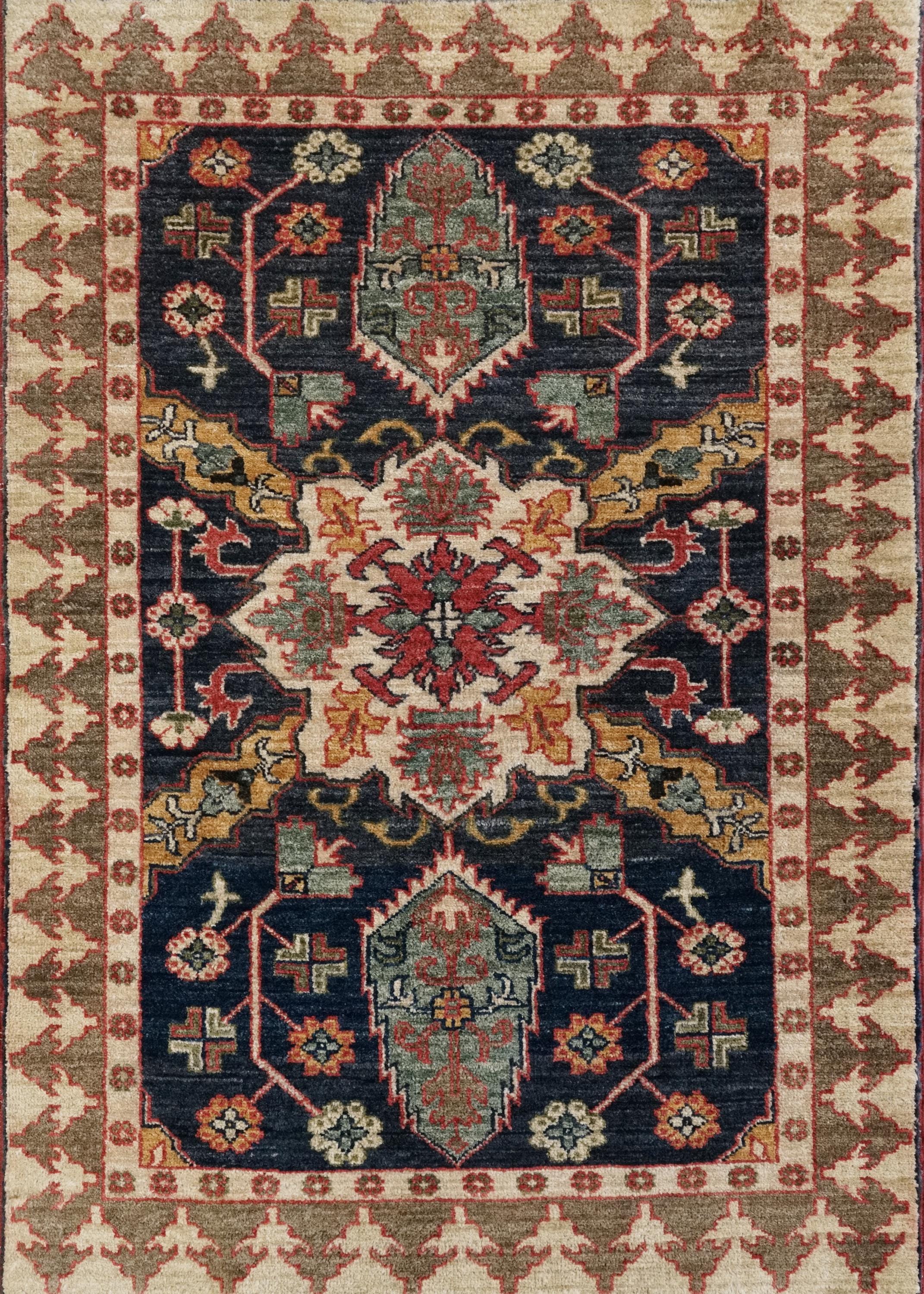 2x3 Ft Dark Blue Bidjar Rug - Hand Knotted Persian Accent Rug