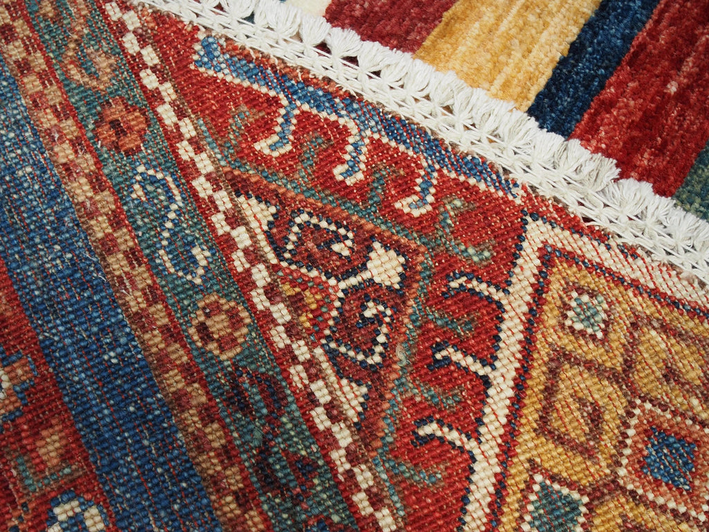 7x7 Ft Red Khorjin Rug - Hand Knotted Round Oriental Rug