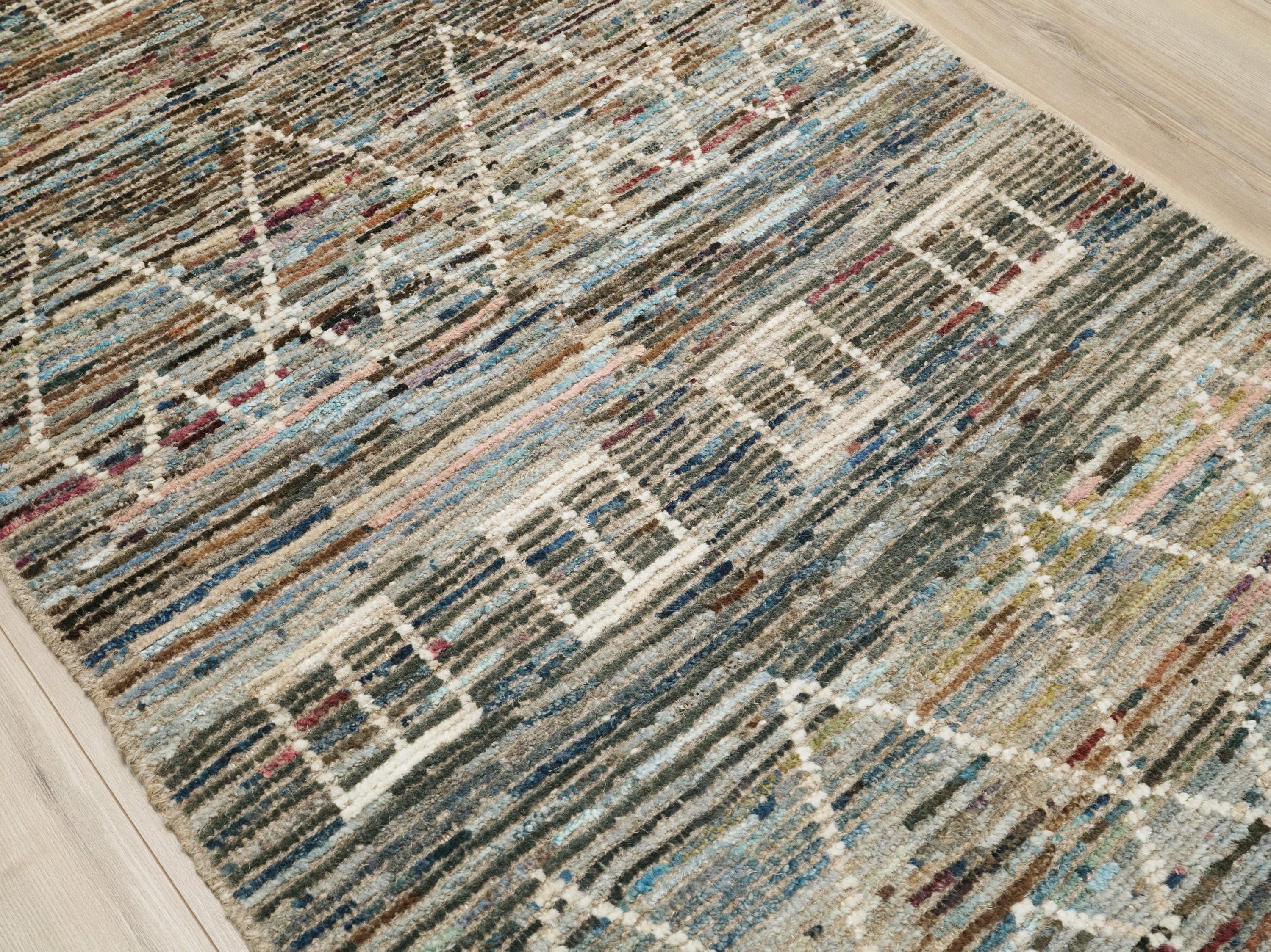 3x5 Ft Blue Moroccan Rug - Hand Knotted Area Rug