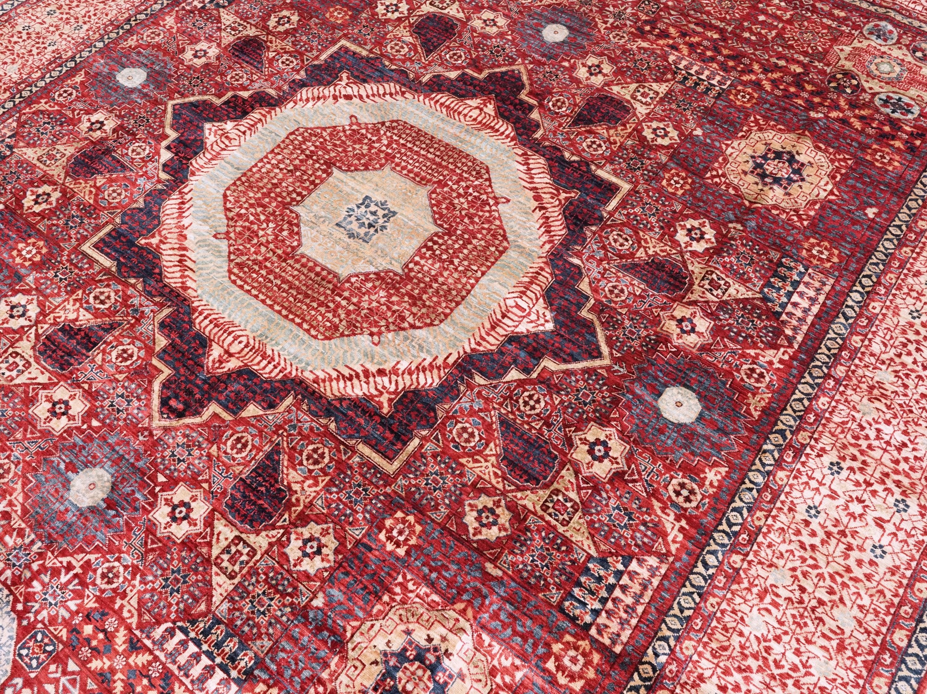 9x12 Ft Red Mamluk Rug - Hand Knotted Area Rug
