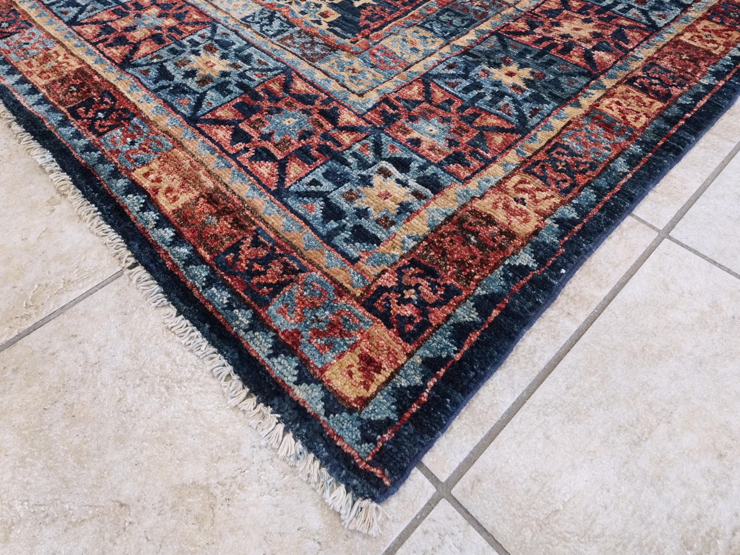8x10 Ft Blue Heriz Rug - Hand Knotted Oriental Area Rug