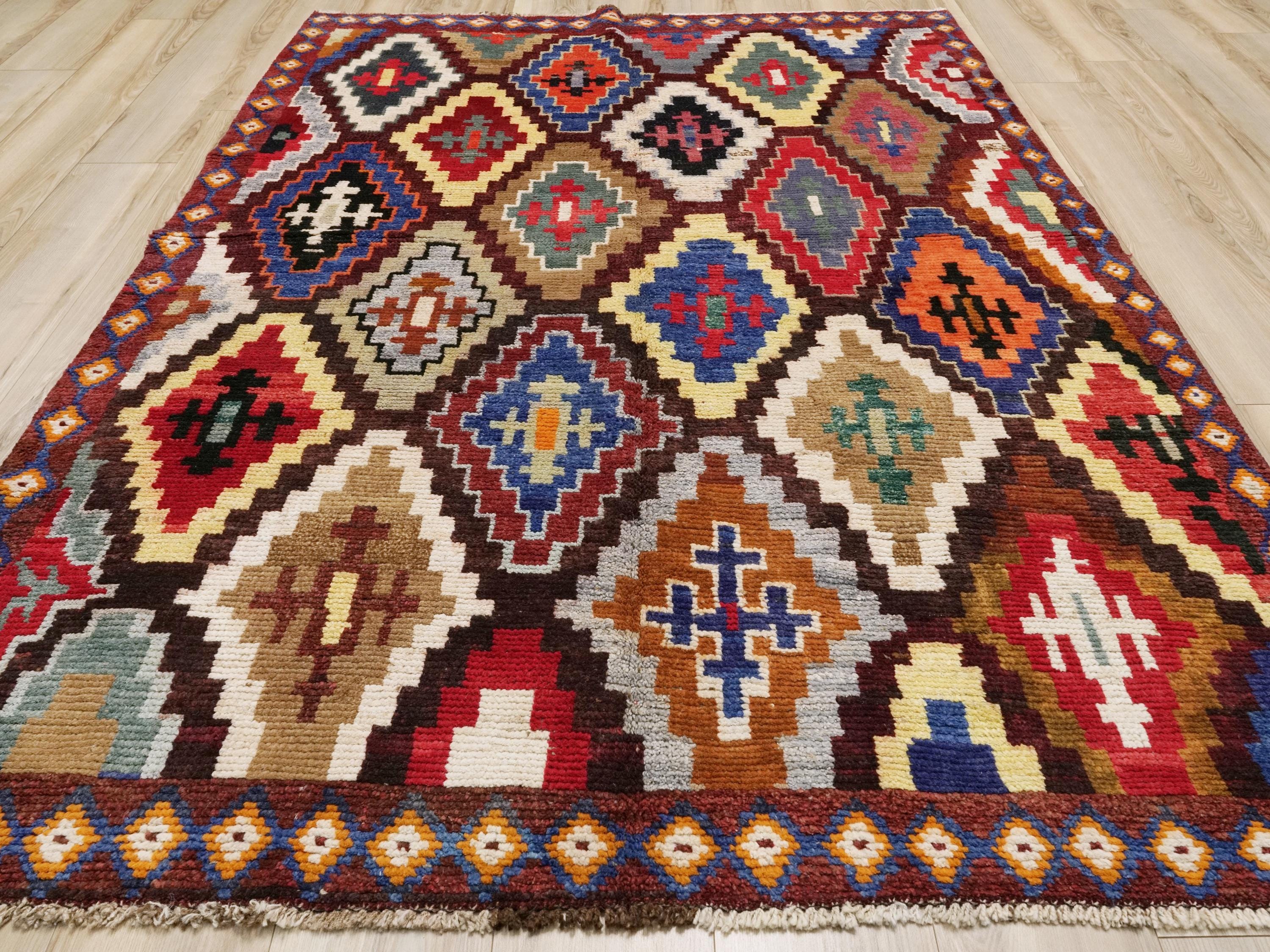 6x8 Ft Red Moroccan Wool Rug - Hand Knotted Tribal Area Rug