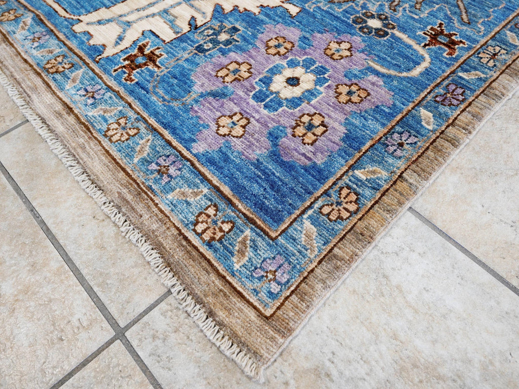 9x12 Ft Brown & Blue Serapi Rug - Hand Knotted Afghan Oriental Rug