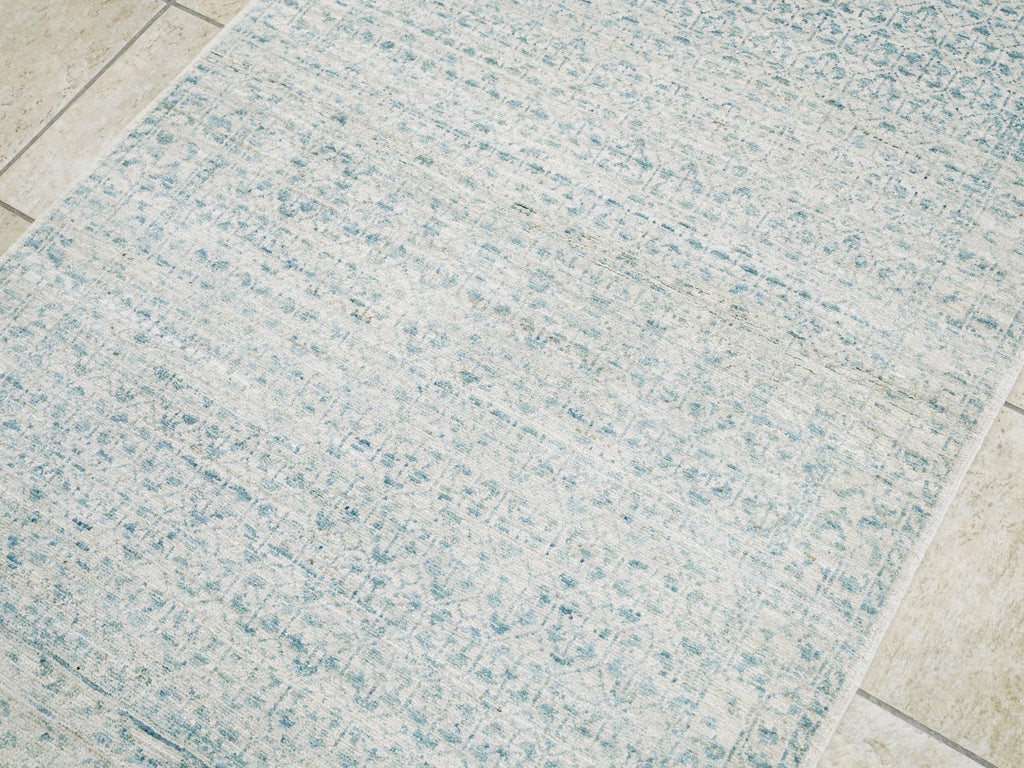 3x5 Ft Handmade Heriz Rug - Blue Vintage Area Rug