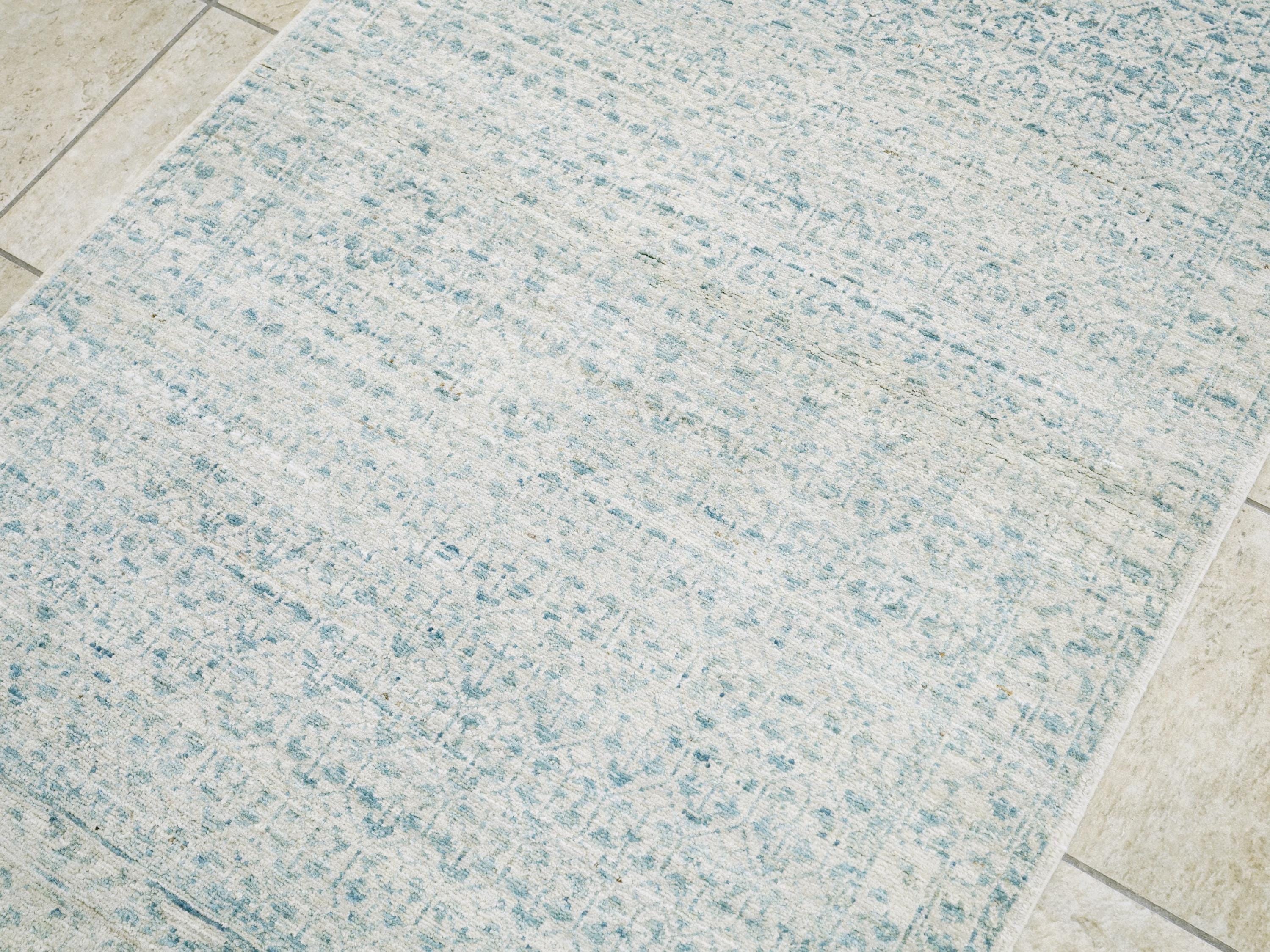 3x5 Ft Handmade Heriz Rug - Blue Vintage Area Rug