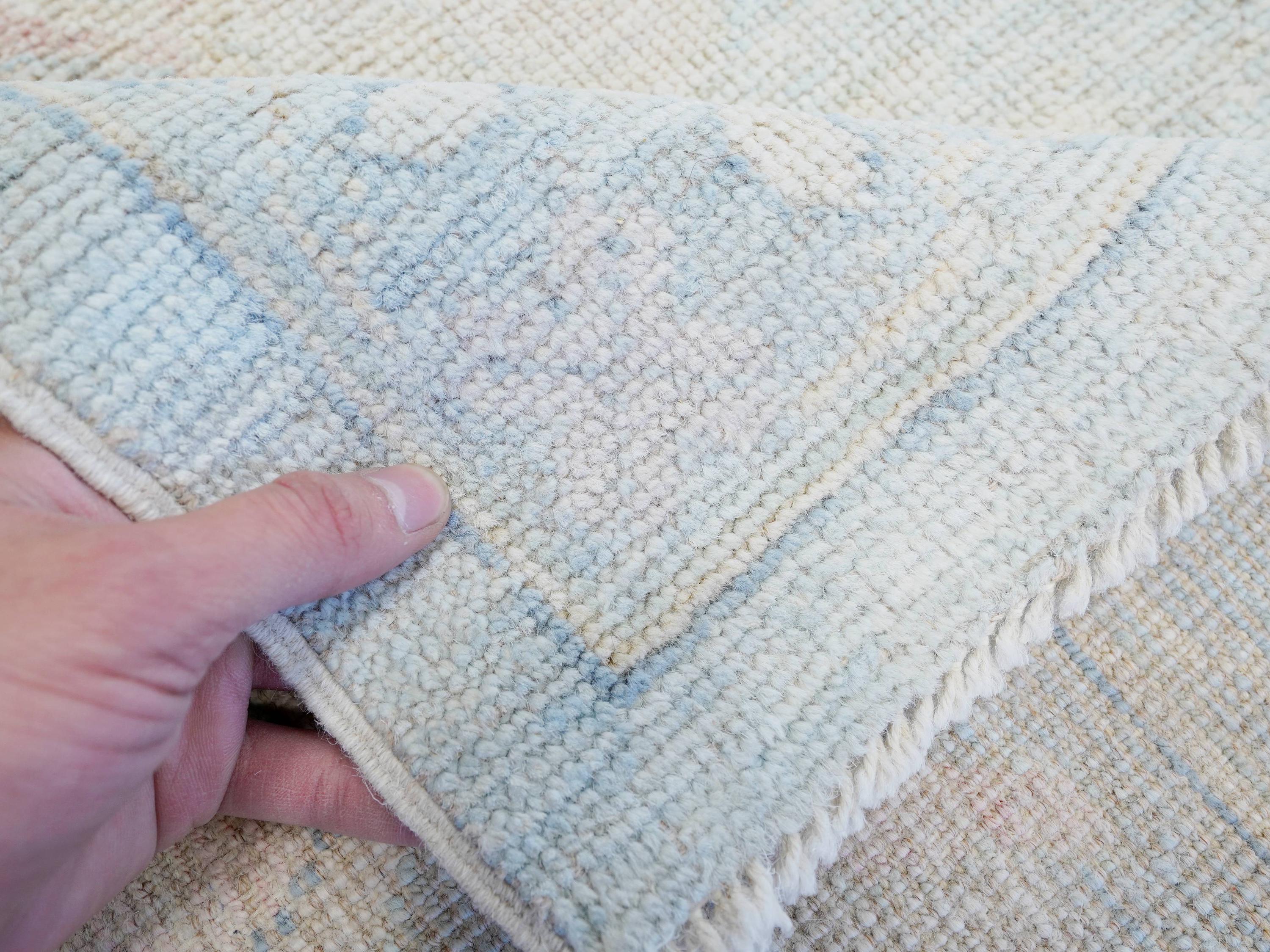 9x12 Ft Light Blue Oushak Rug - Handmade Area Rug - Floral Design