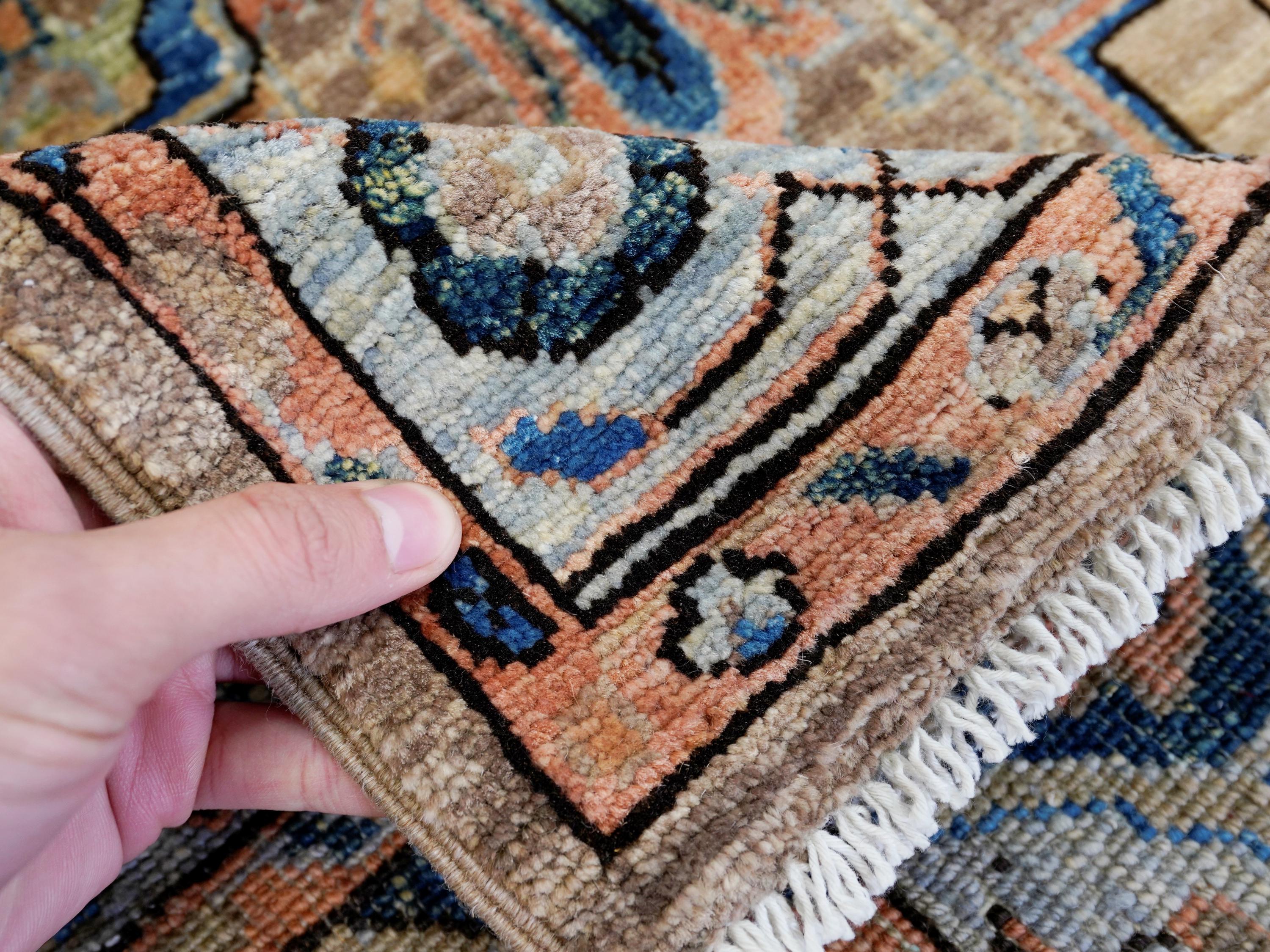 4x6 Ft Blue & Orange Serapi Rug - Hand Knotted Oriental Rug
