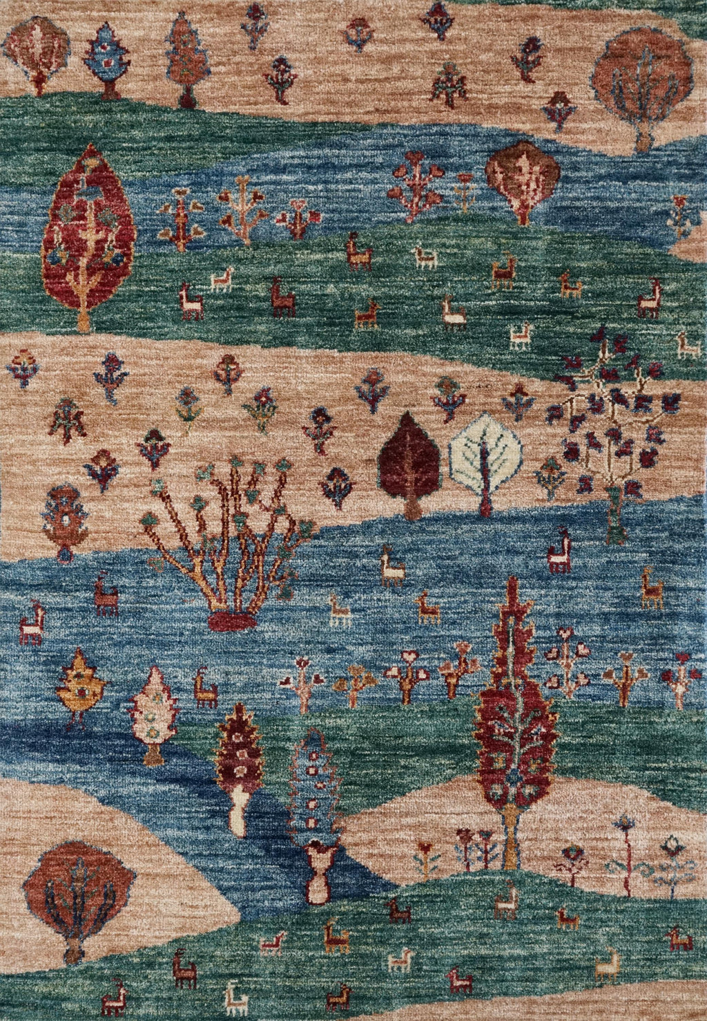 3x4 Ft Hand Knotted Wool Gabbeh Rug - Traditional Oriental Landscape