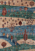 3x4 Ft Hand Knotted Wool Gabbeh Rug - Traditional Oriental Landscape