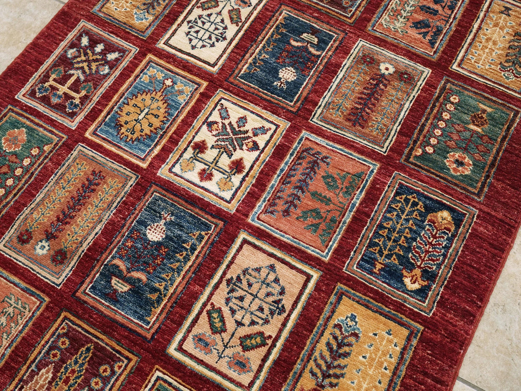 3x5 Ft Handmade Red Heriz Rug - Afghan Wool Rug