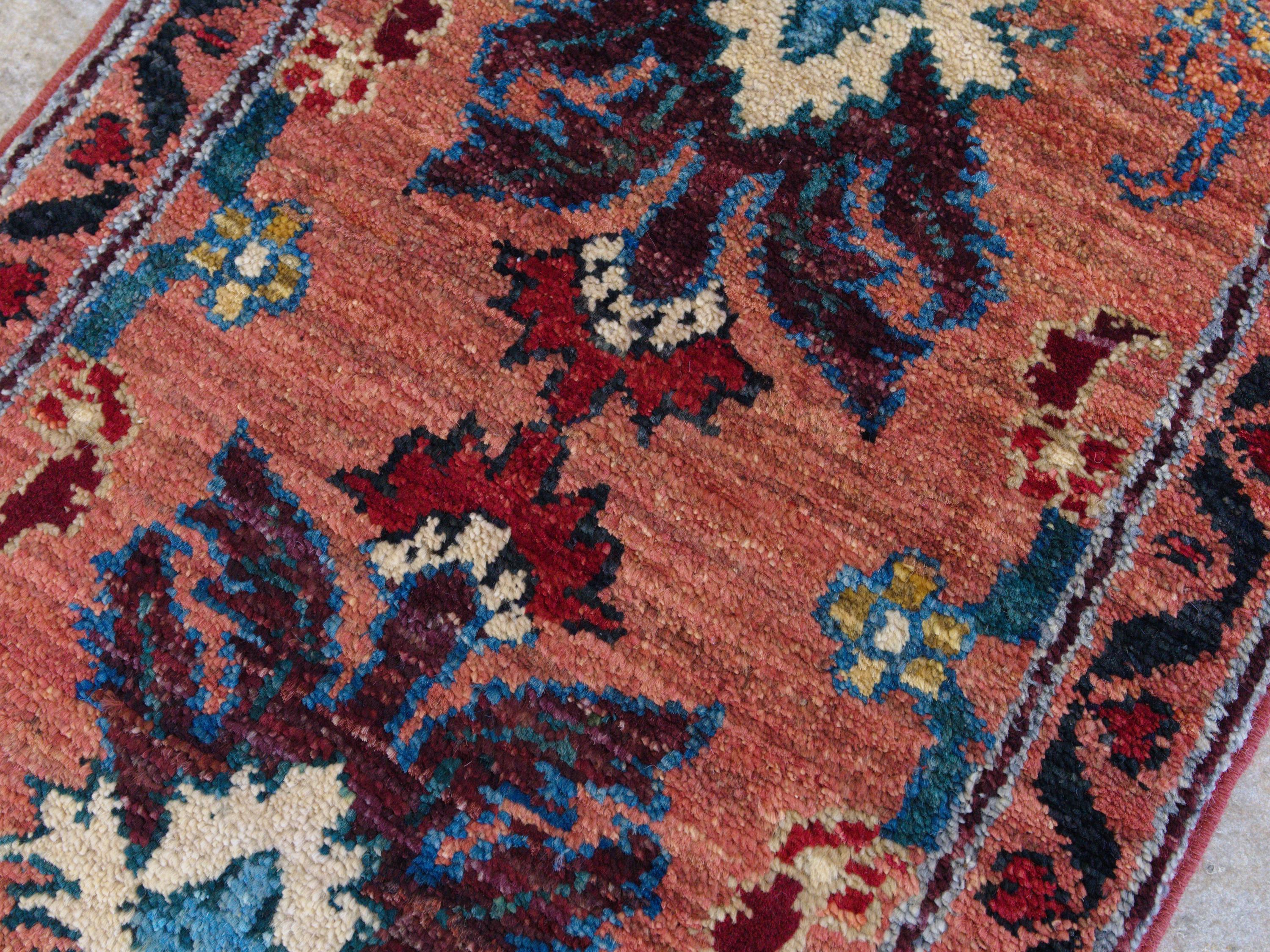 1x2 Ft Orange Serapi Rug - Floral Accent Rug