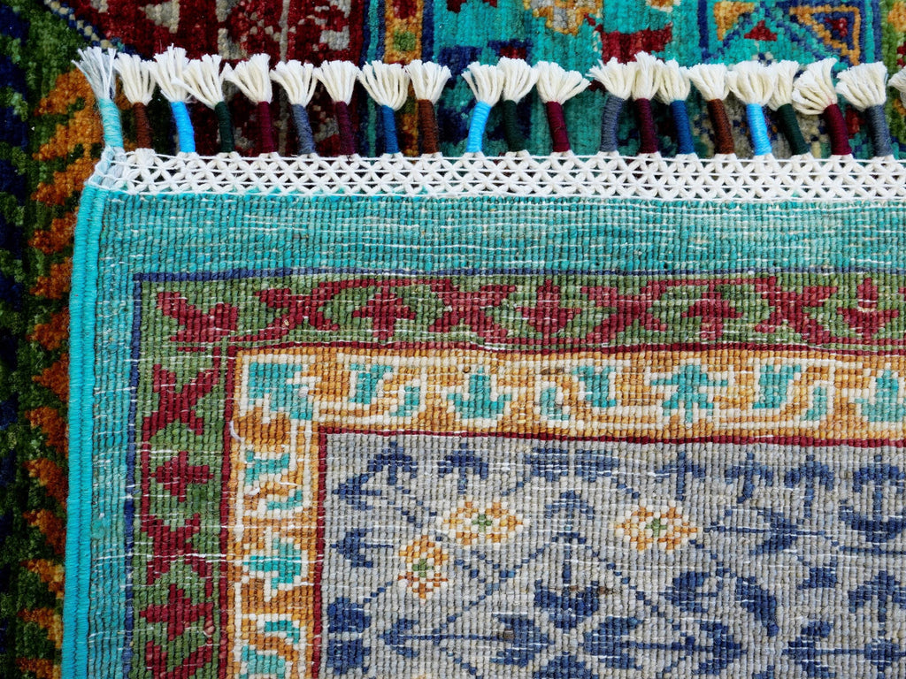 6x8 Ft Cyan Mamluk Rug - Hand Knotted Oriental Area Rug