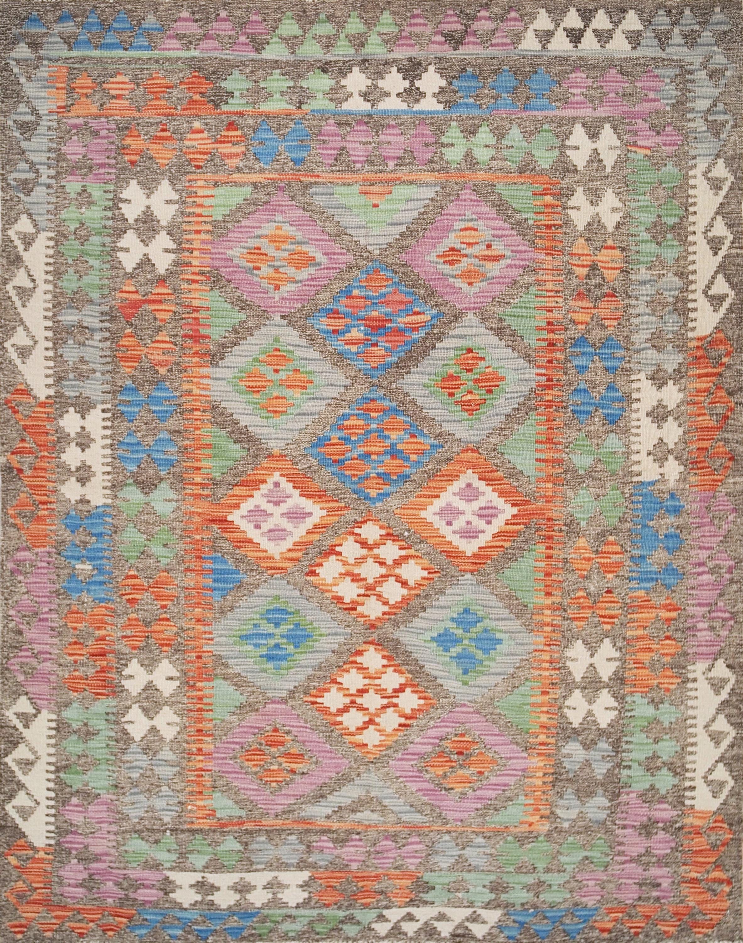 5x6 Ft Tribal Kilim Rug - Colorful Afghan Flat Weave