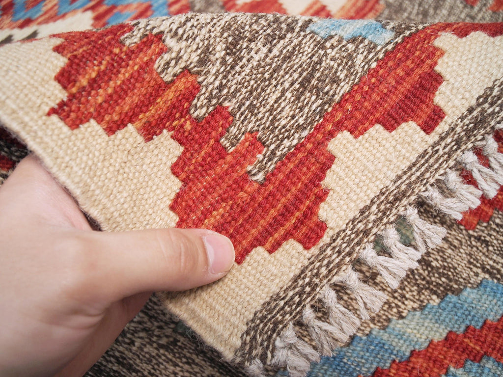 4x6 Ft Wool Kilim Rug - Brown Flat Weave