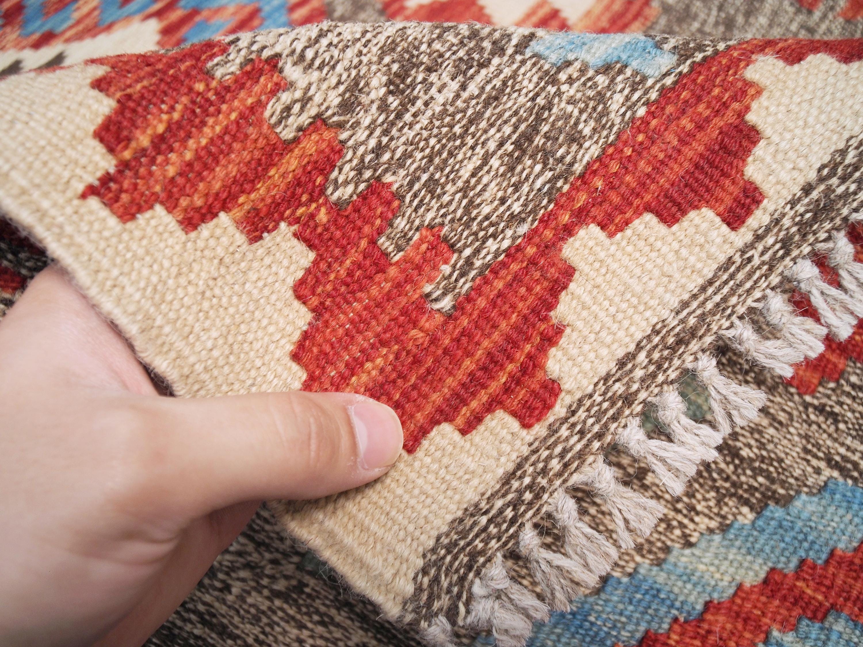 4x6 Ft Wool Kilim Rug - Brown Flat Weave