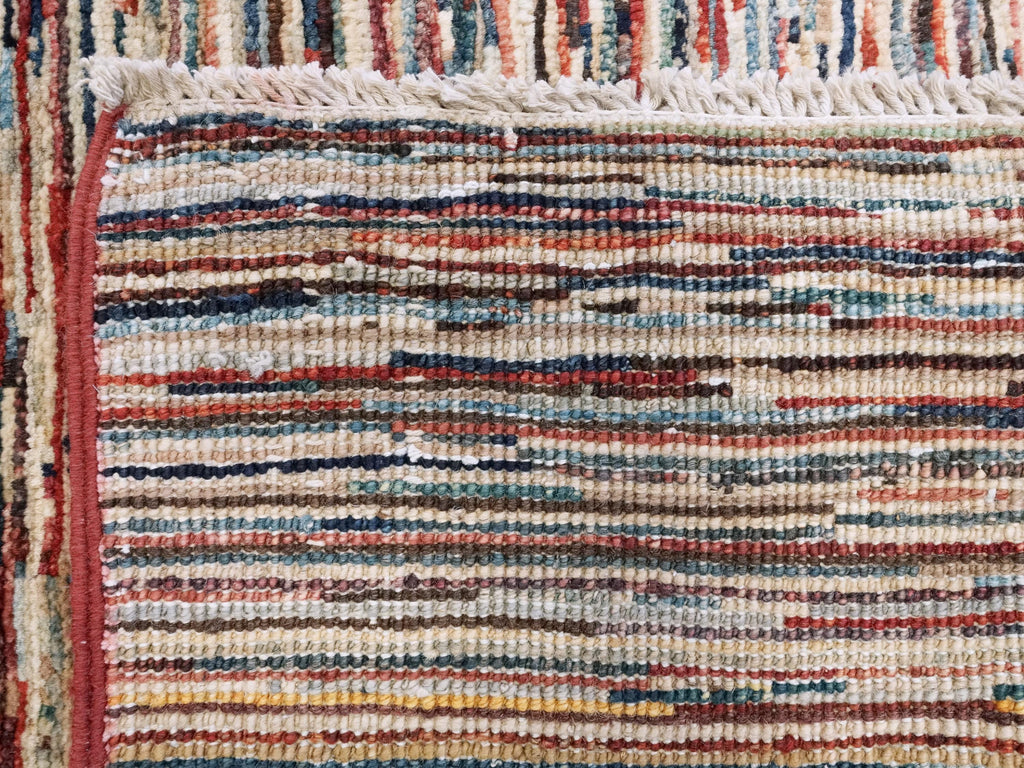 6x9 Ft Multicolor Gabbeh Rug - Afghan Wool Area Rug - Plain Design