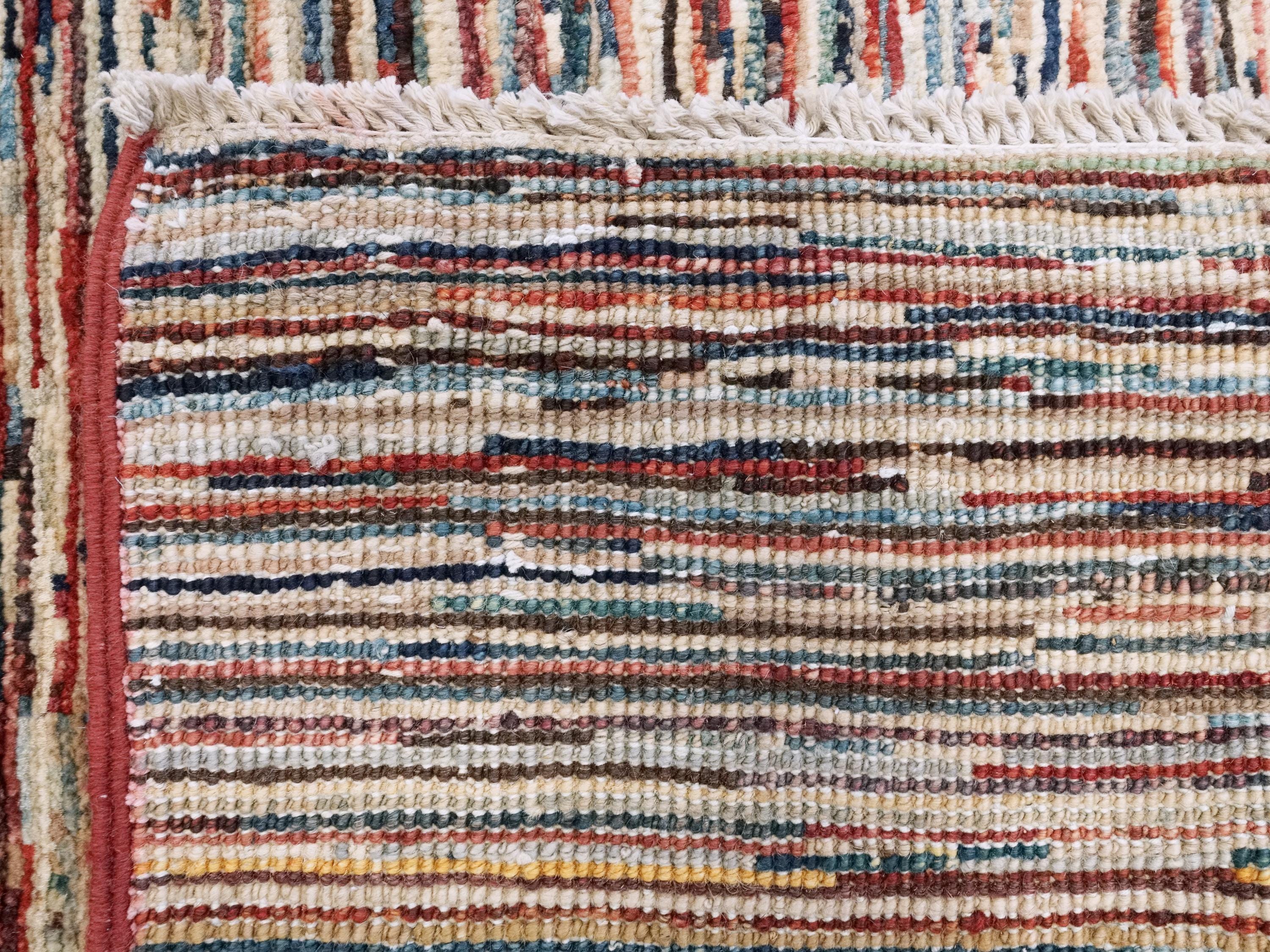 6x9 Ft Multicolor Gabbeh Rug - Afghan Wool Area Rug - Plain Design