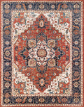 10x14 Ft Red & Blue Serapi Rug - Hand Knotted Afghan Oriental Rug - Floral Design