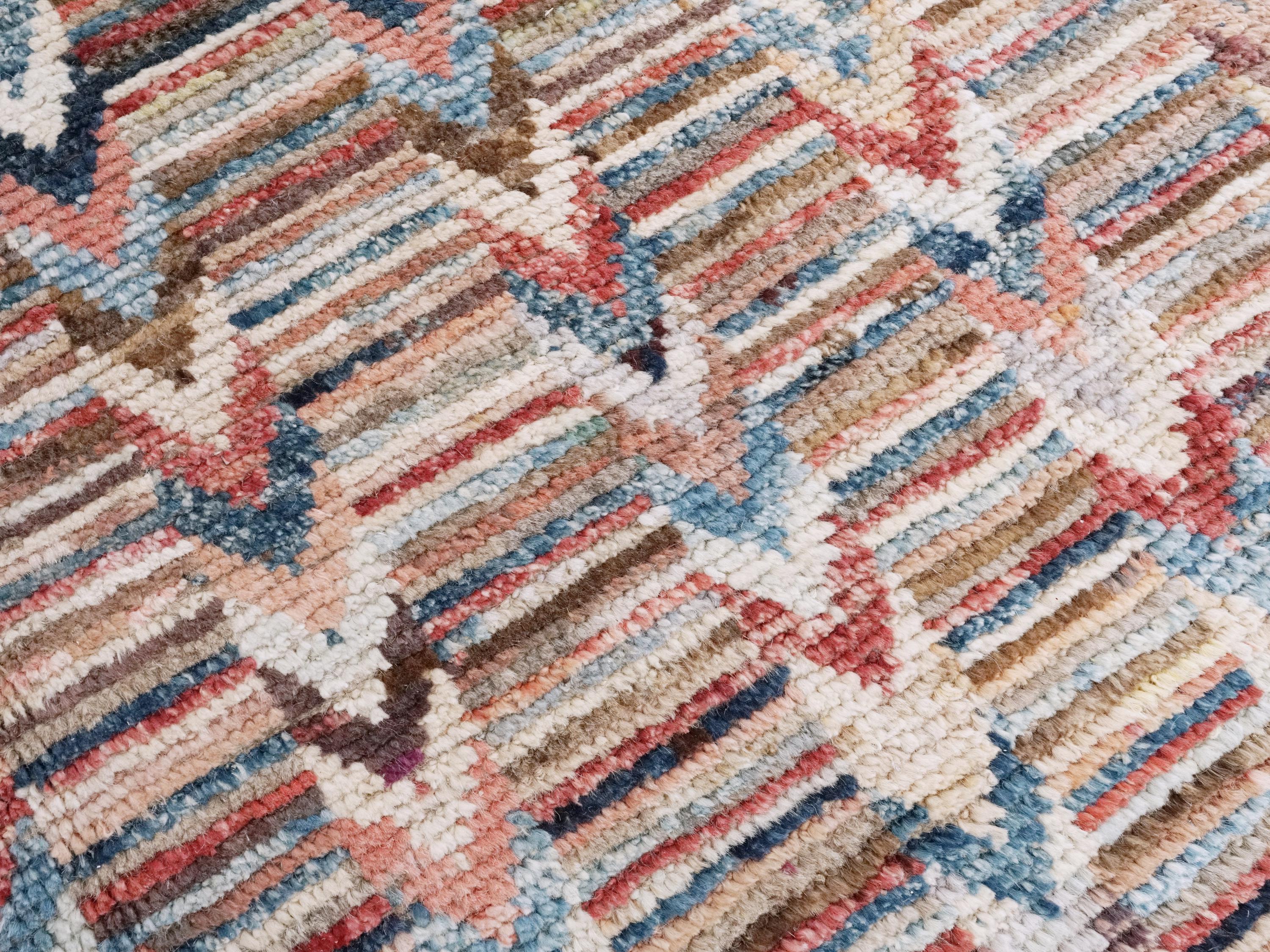 7x10 Ft Multicolor Moroccan Rug - Hand Knotted Area Rug