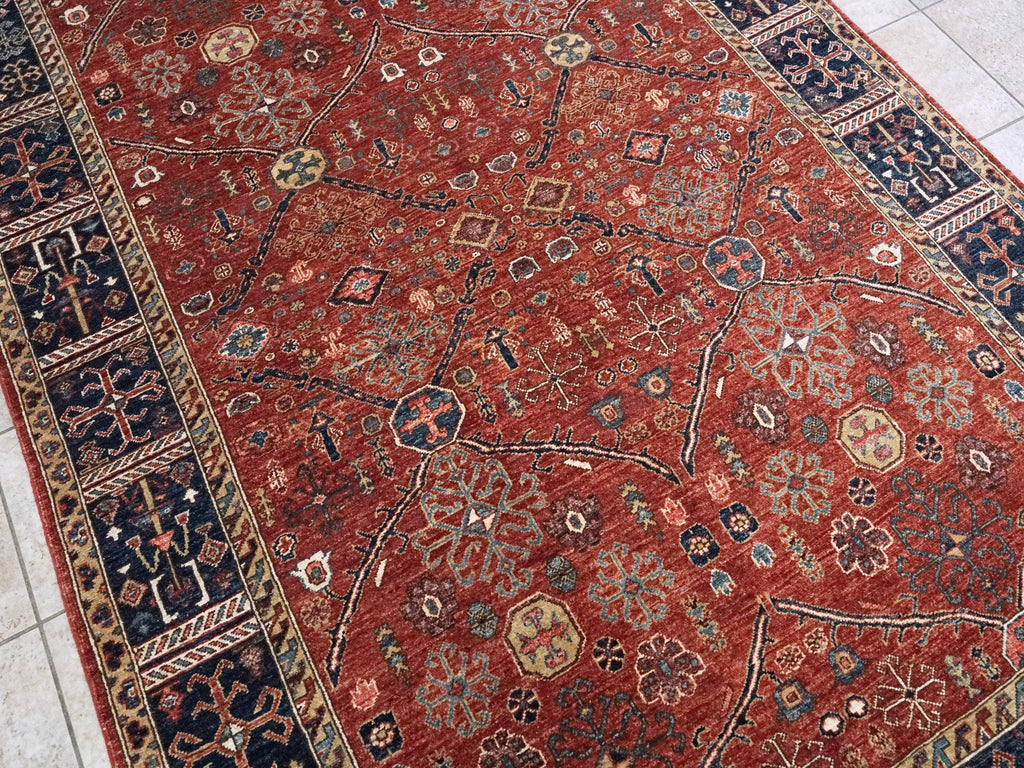 6x9 Ft Red Bidjar Rug - Hand Knotted Afghan Oriental Rug