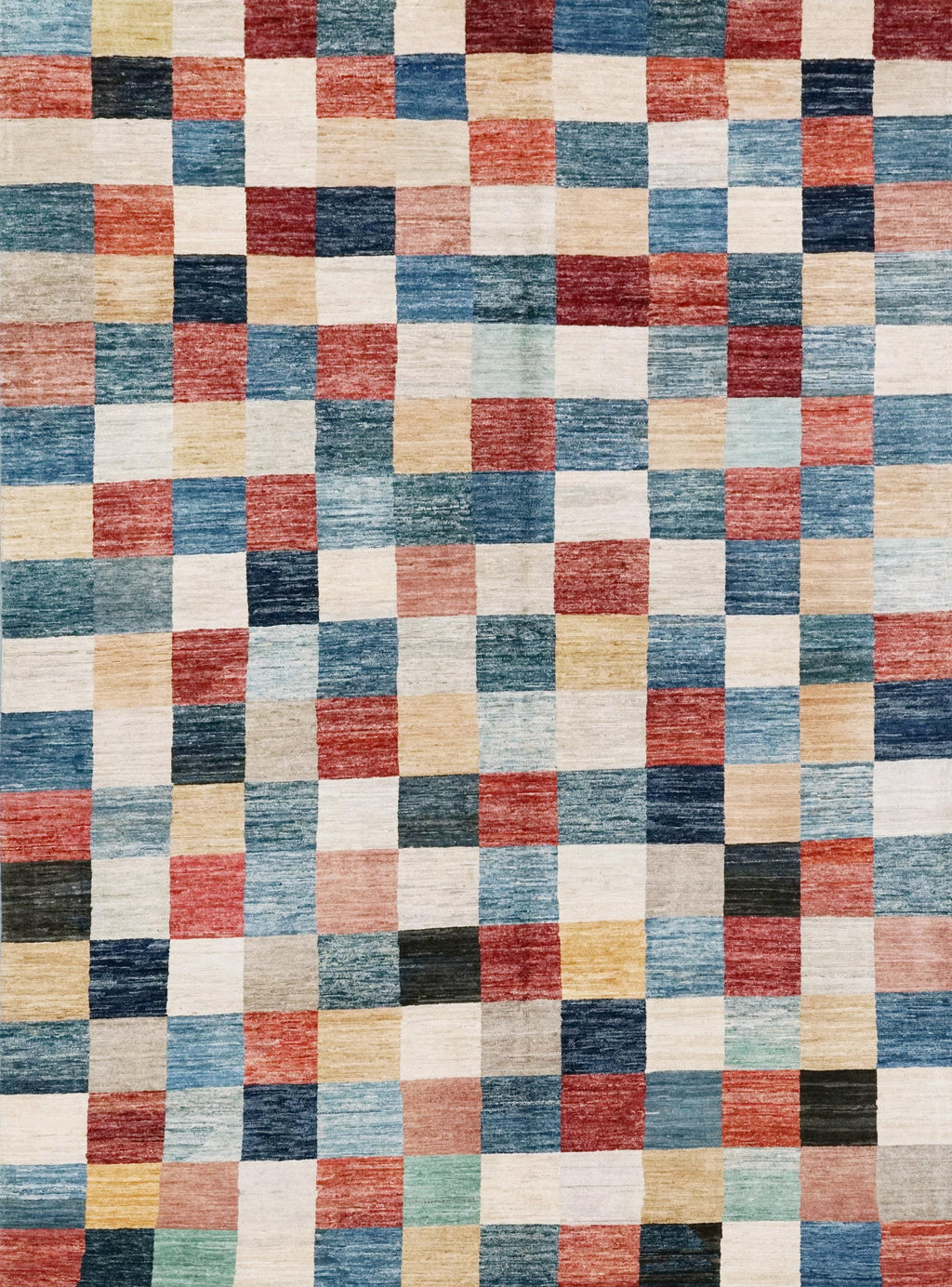 7x10 Multicolor Gabbeh Rug - Afghan Wool Area Rug - Geometric Design