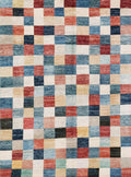 7x10 Multicolor Gabbeh Rug - Afghan Wool Area Rug - Geometric Design
