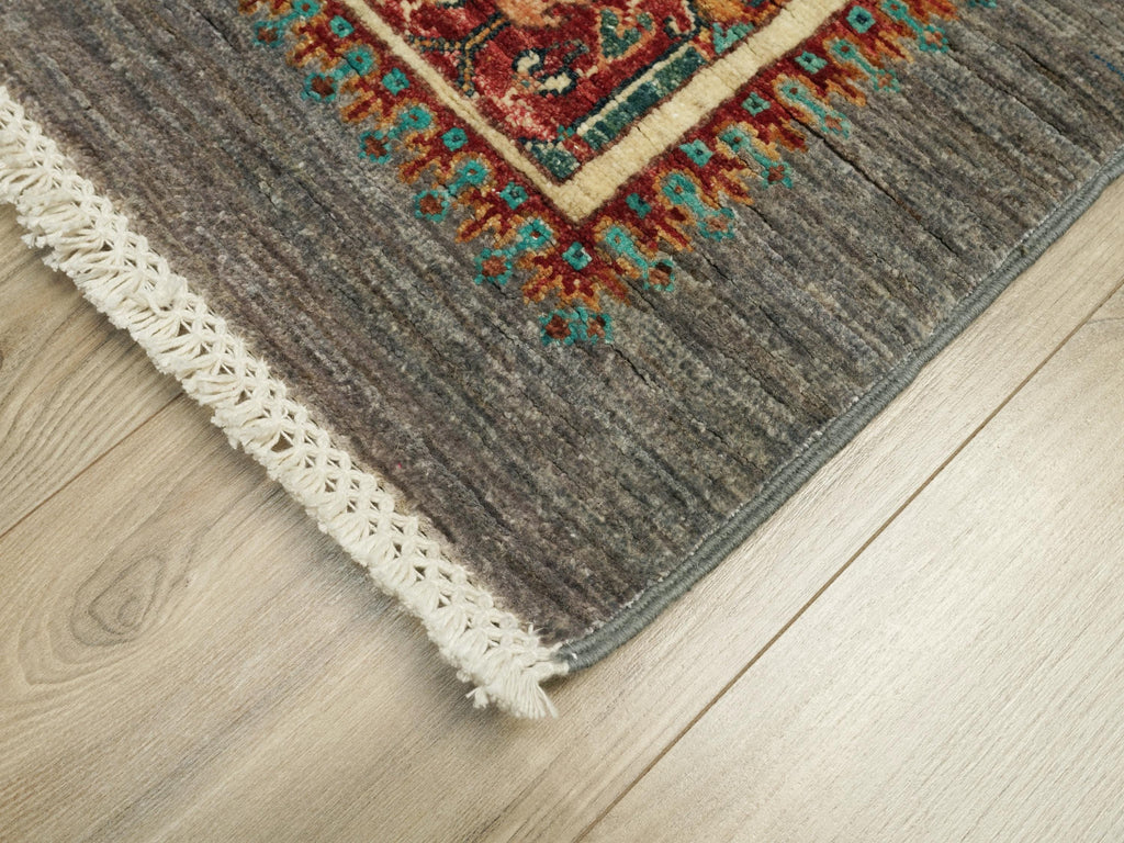 3x5 Ft Gray Gabbeh Rug - Afghan Wool Oriental Rug