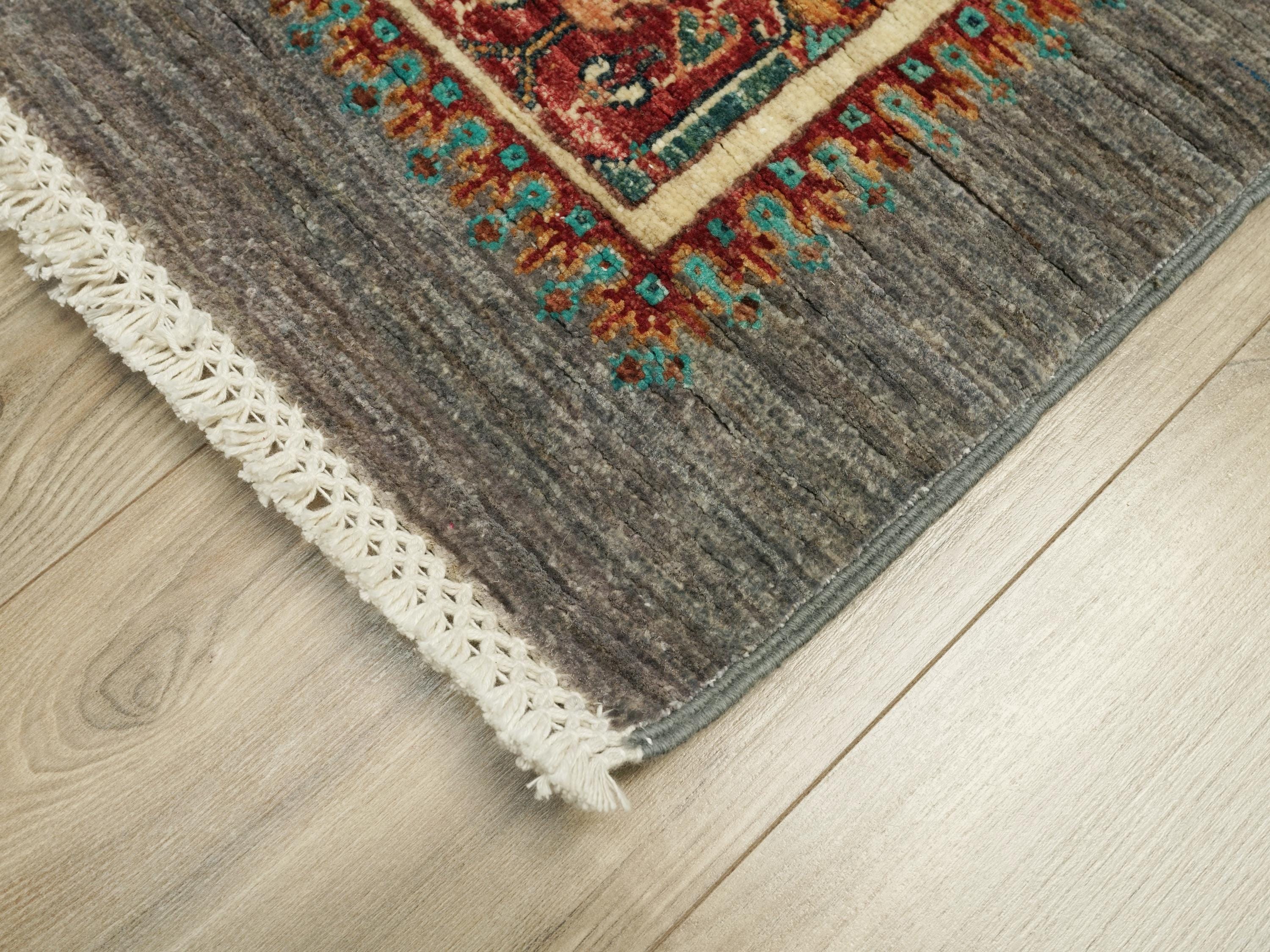 3x5 Ft Gray Gabbeh Rug - Afghan Wool Oriental Rug