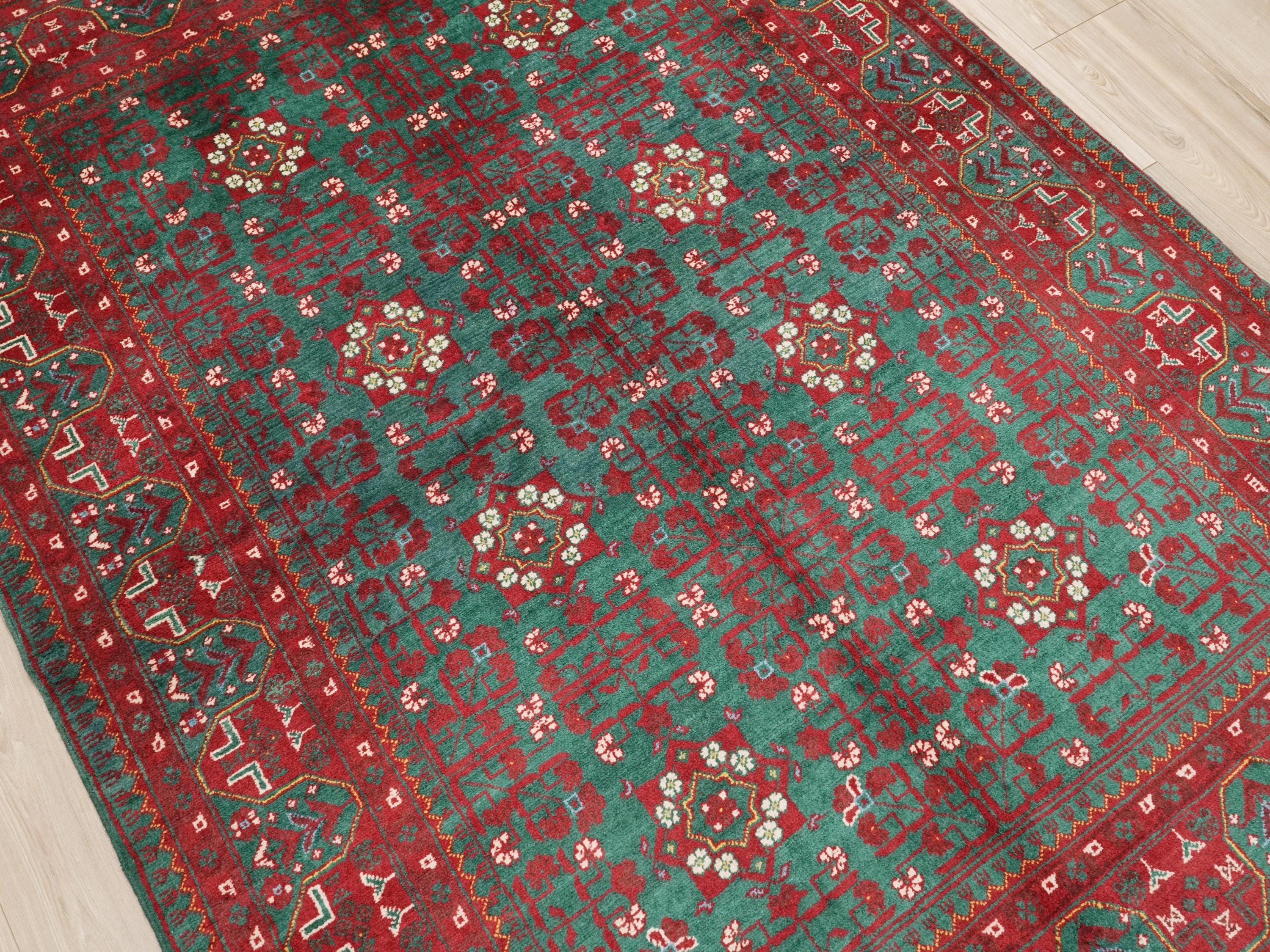 5x7 Ft Red Ersari Rug - Hand Knotted Afghan Oriental Rug - Turkmen Design