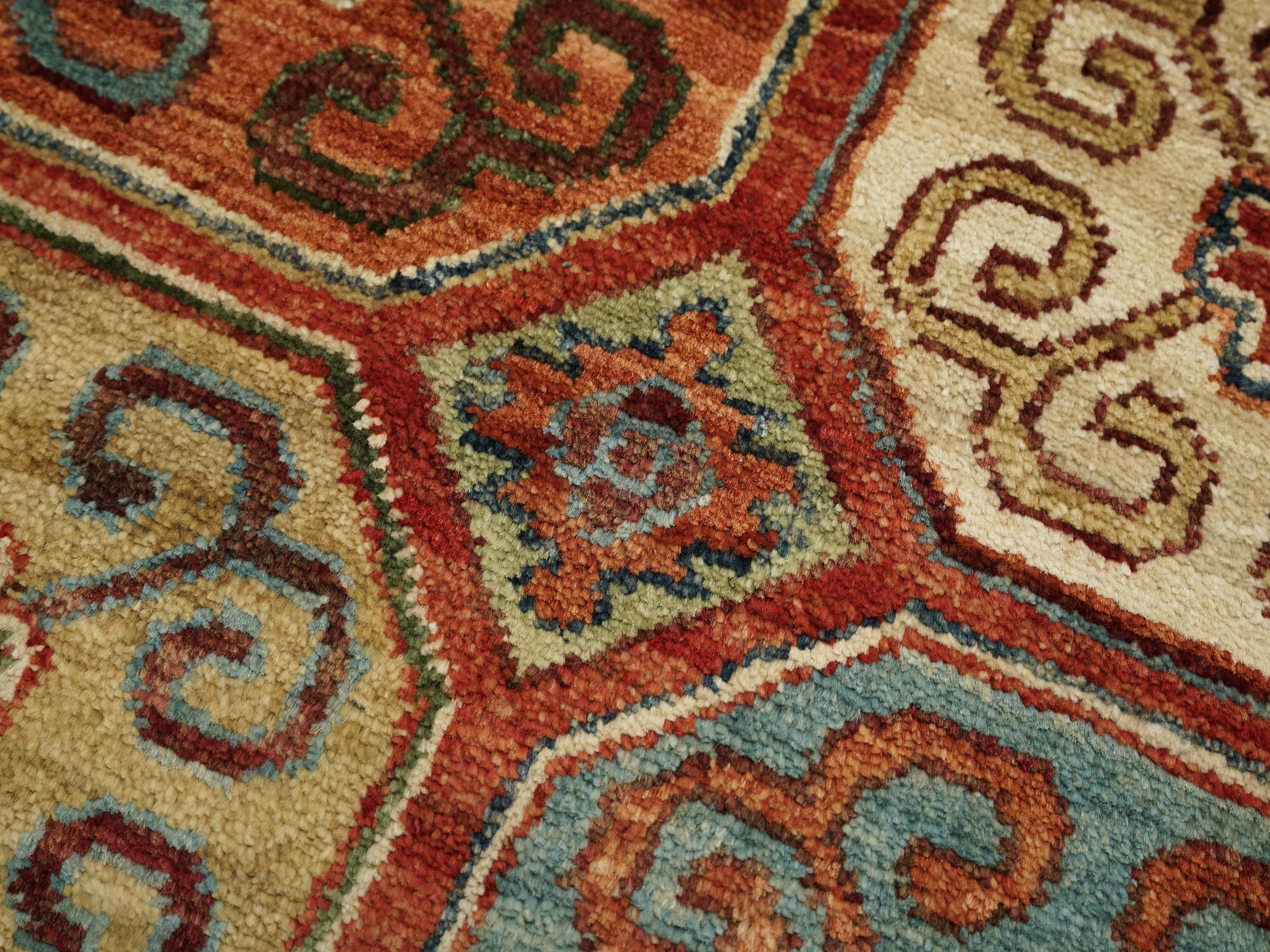 2x3 Ft Red Ersari Rug - Hand Knotted Wool Rug