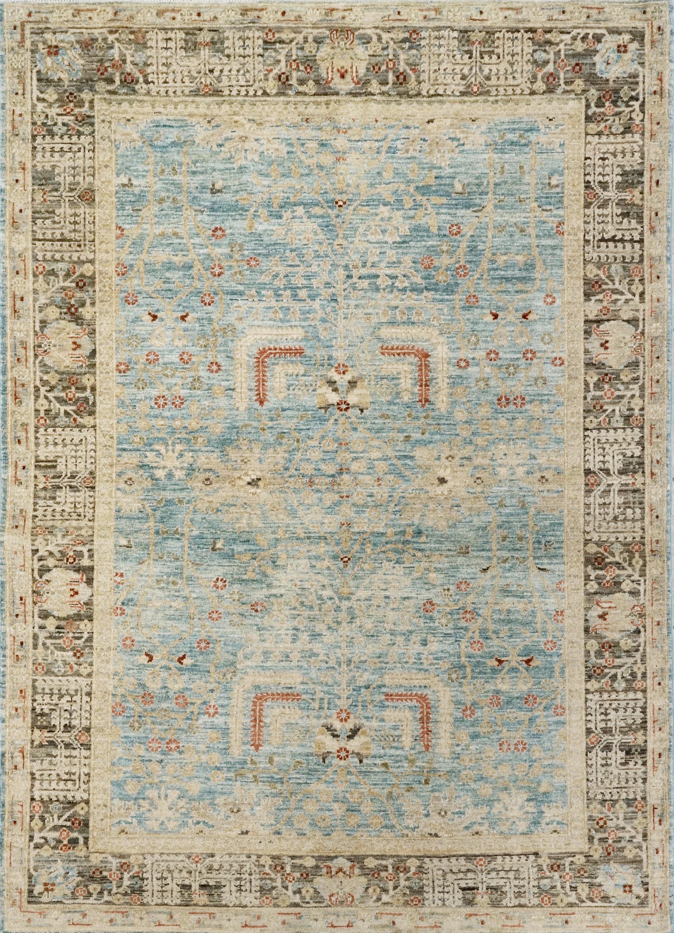 5x7 Ft Blue Floral Persian Rug - Hand Knotted Oriental Rug