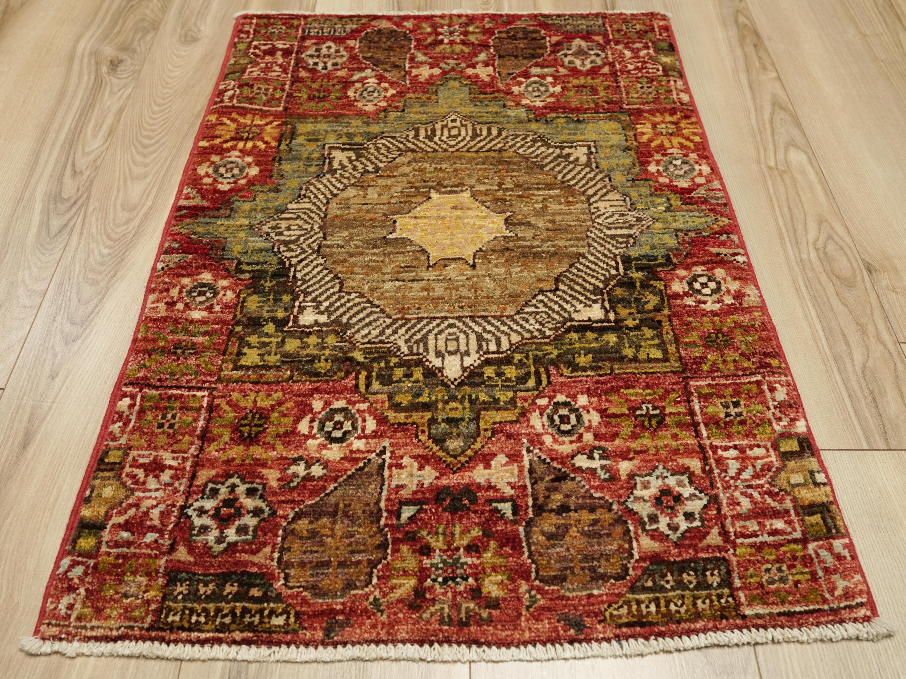 2x3 Ft Red Mamluk Rug - Hand Knotted Oriental Rug
