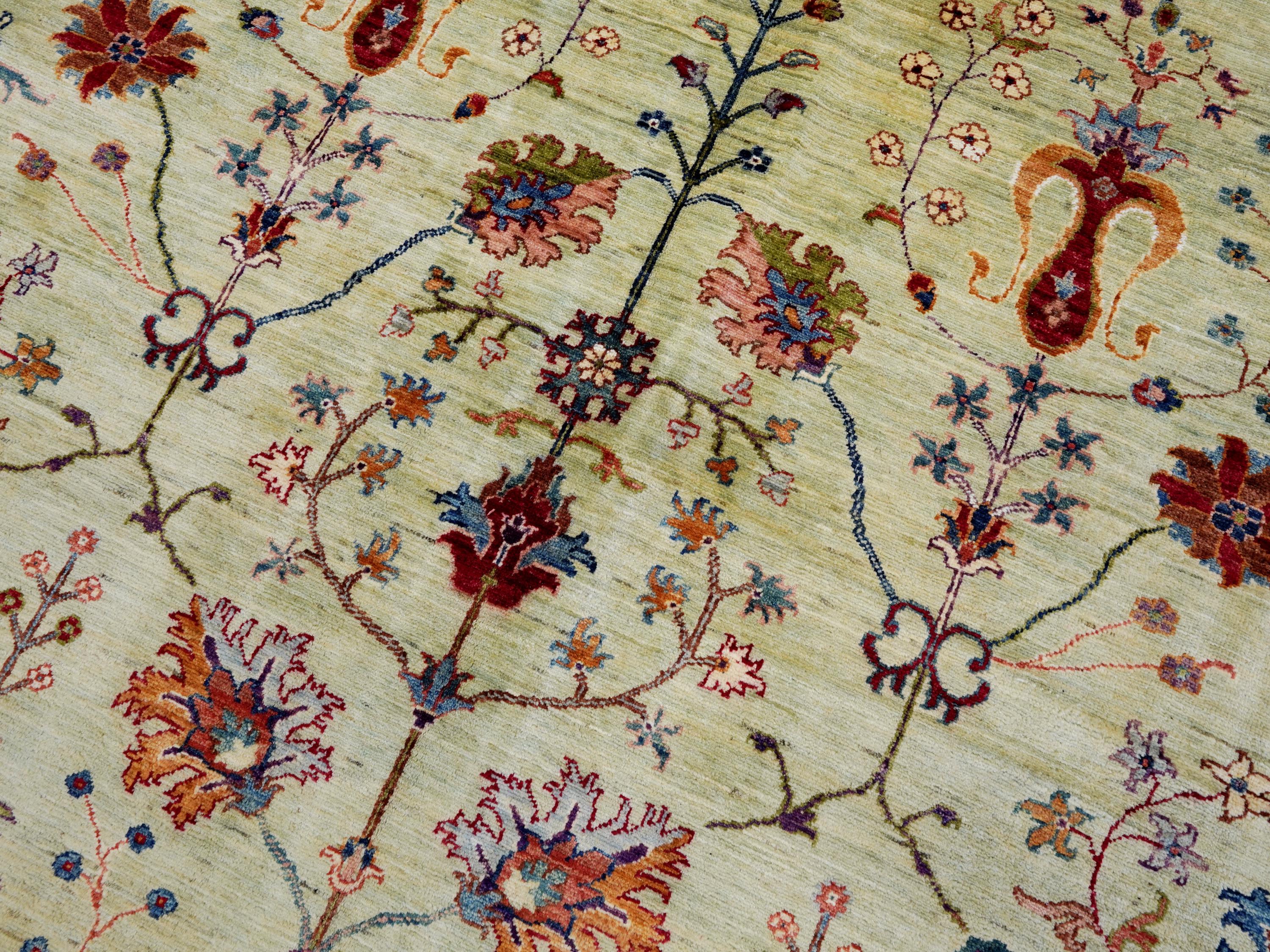 9x12 Ft Green Serapi Rug - Afghan Oriental Area Rug - Persian Design