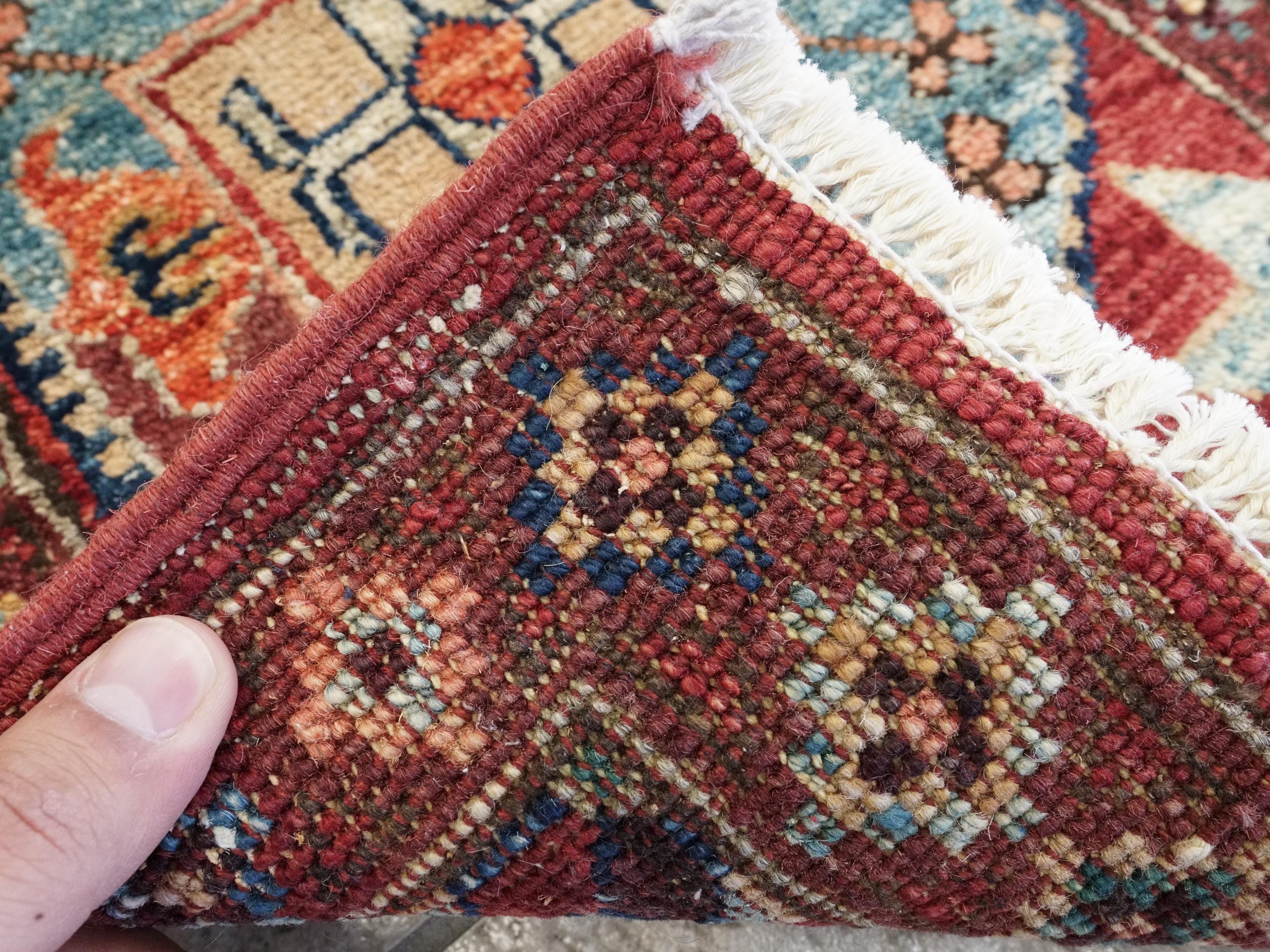 1x2 Ft Red Ersari Rug - Hand-Knotted Ghazni Wool Oriental Accent Rug