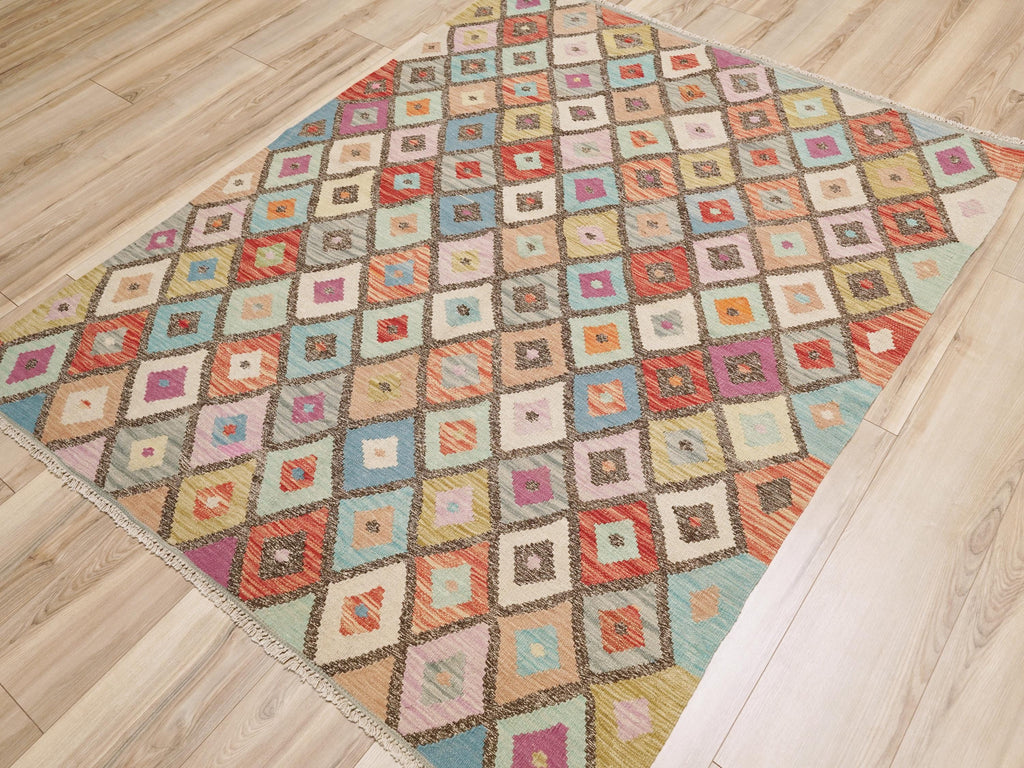 5x6 Ft Maimana Kilim Rug - Afghan Flat Weave
