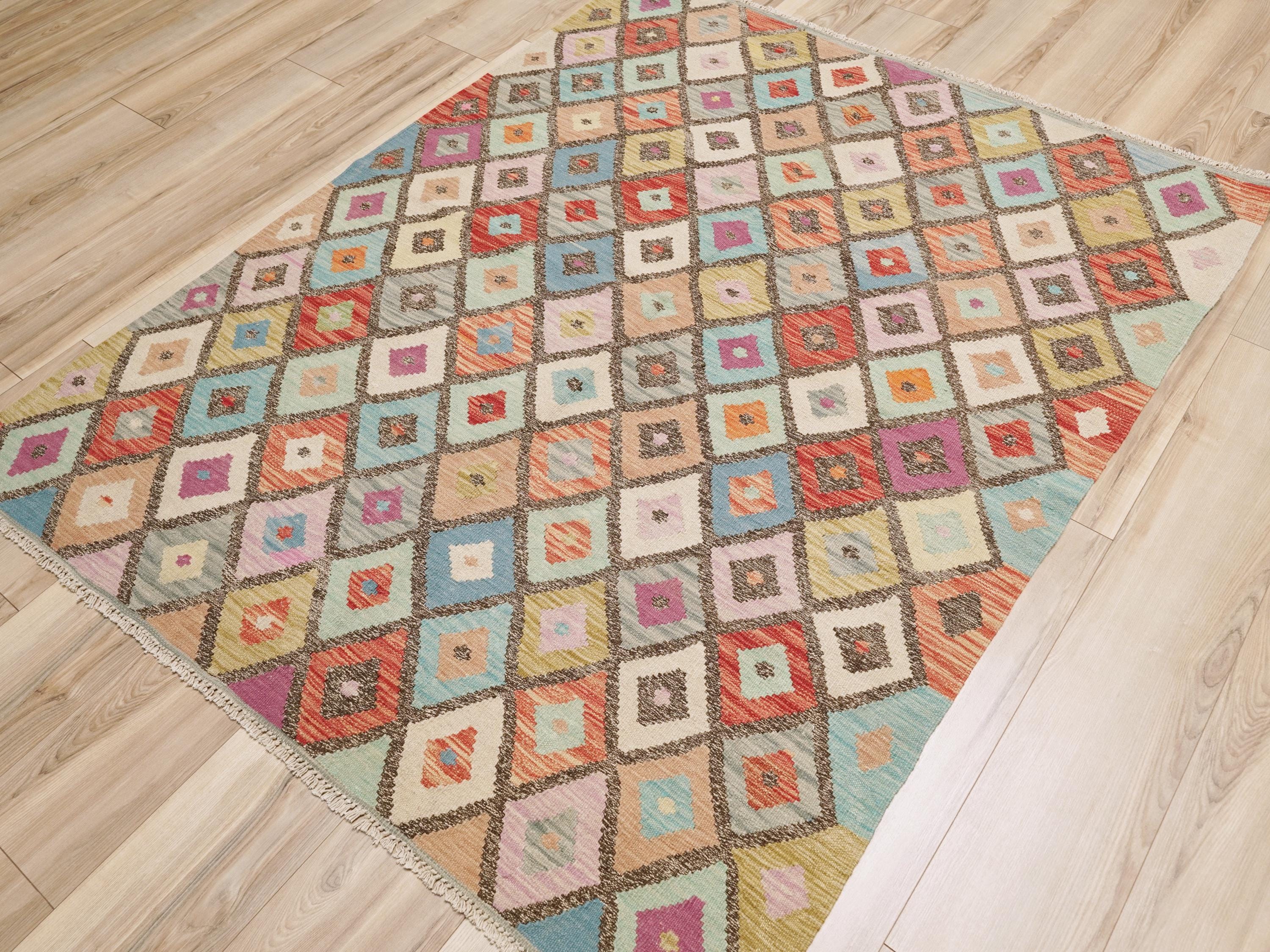 5x6 Ft Maimana Kilim Rug - Afghan Flat Weave