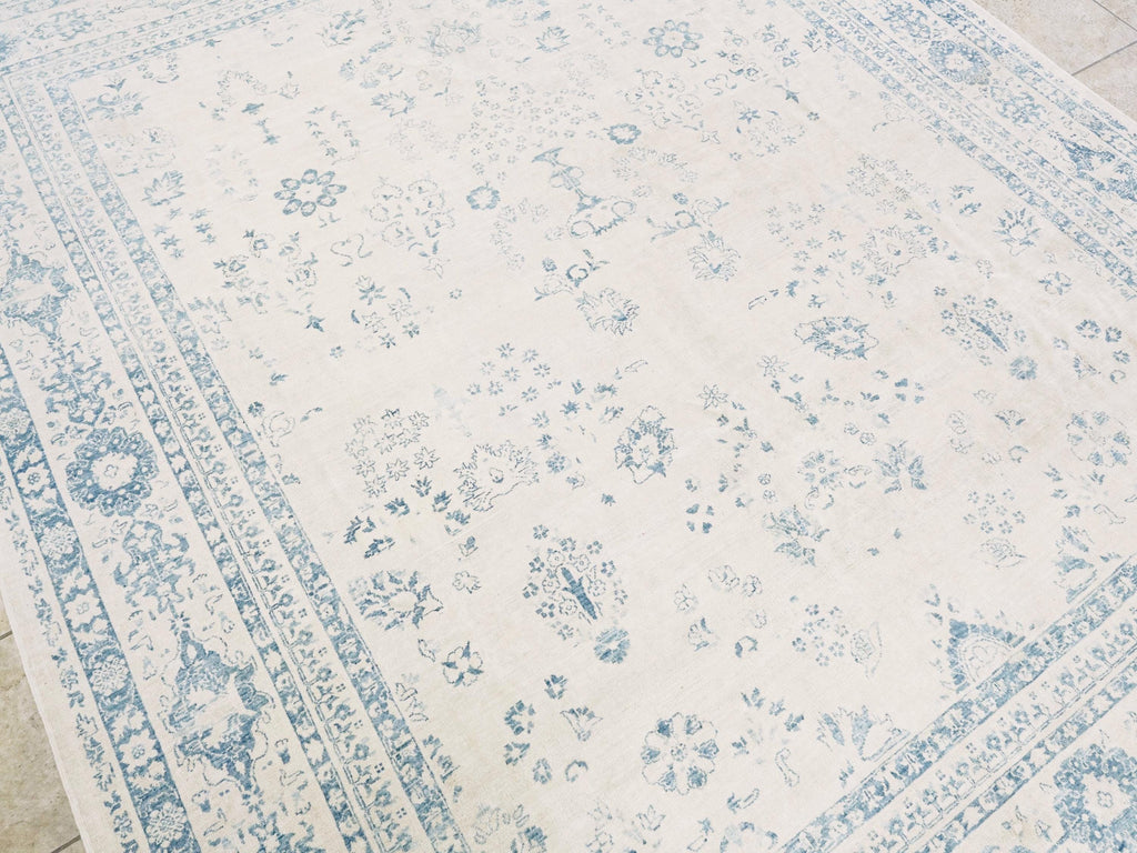 8x10 Ft Vintage Blue Serapi Rug - Hand Knotted Afghan Rug