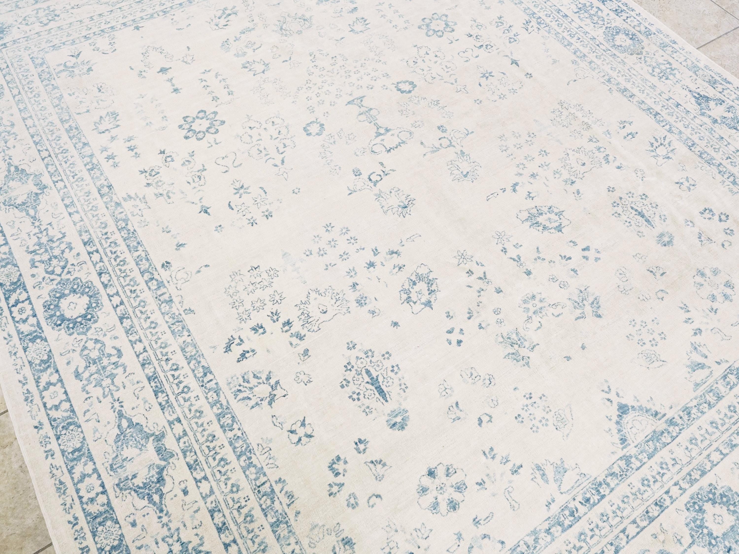 8x10 Ft Vintage Blue Serapi Rug - Hand Knotted Afghan Rug