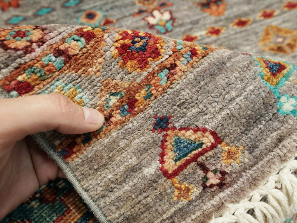3x5 Ft Gray Khorjin Rug - Afghan Wool Rug - Oriental Design