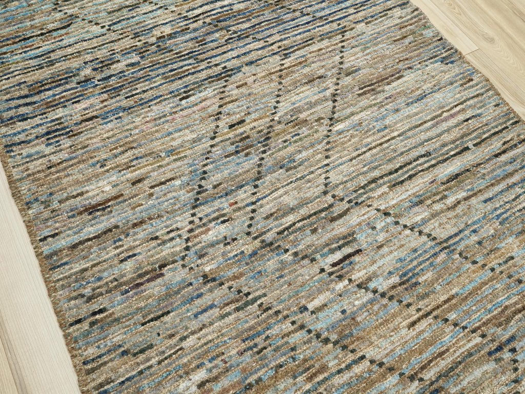 3x5 Ft Dark Blue Moroccan Rug - Hand Knotted Area Rug