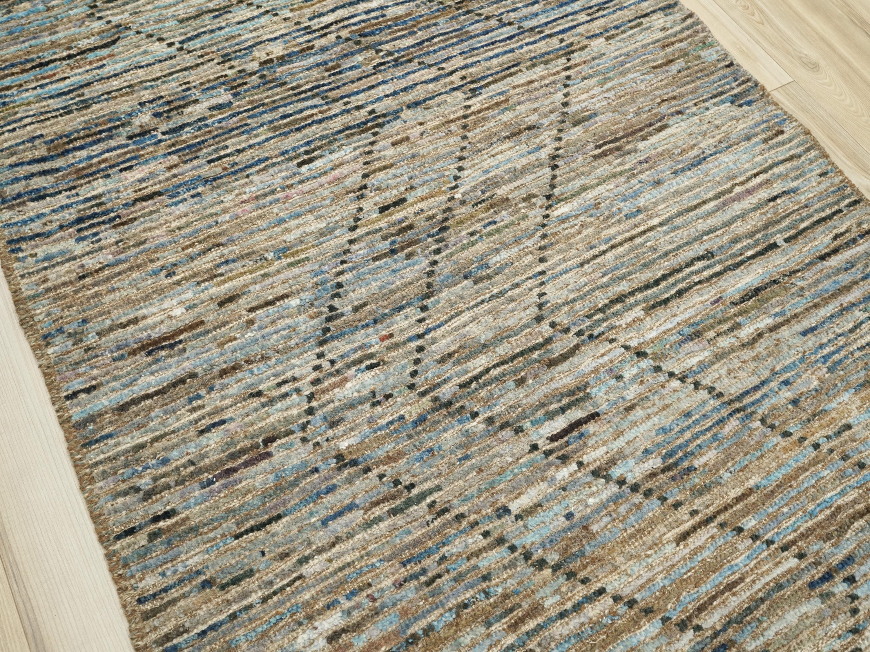 3x5 Ft Dark Blue Moroccan Rug - Hand Knotted Area Rug