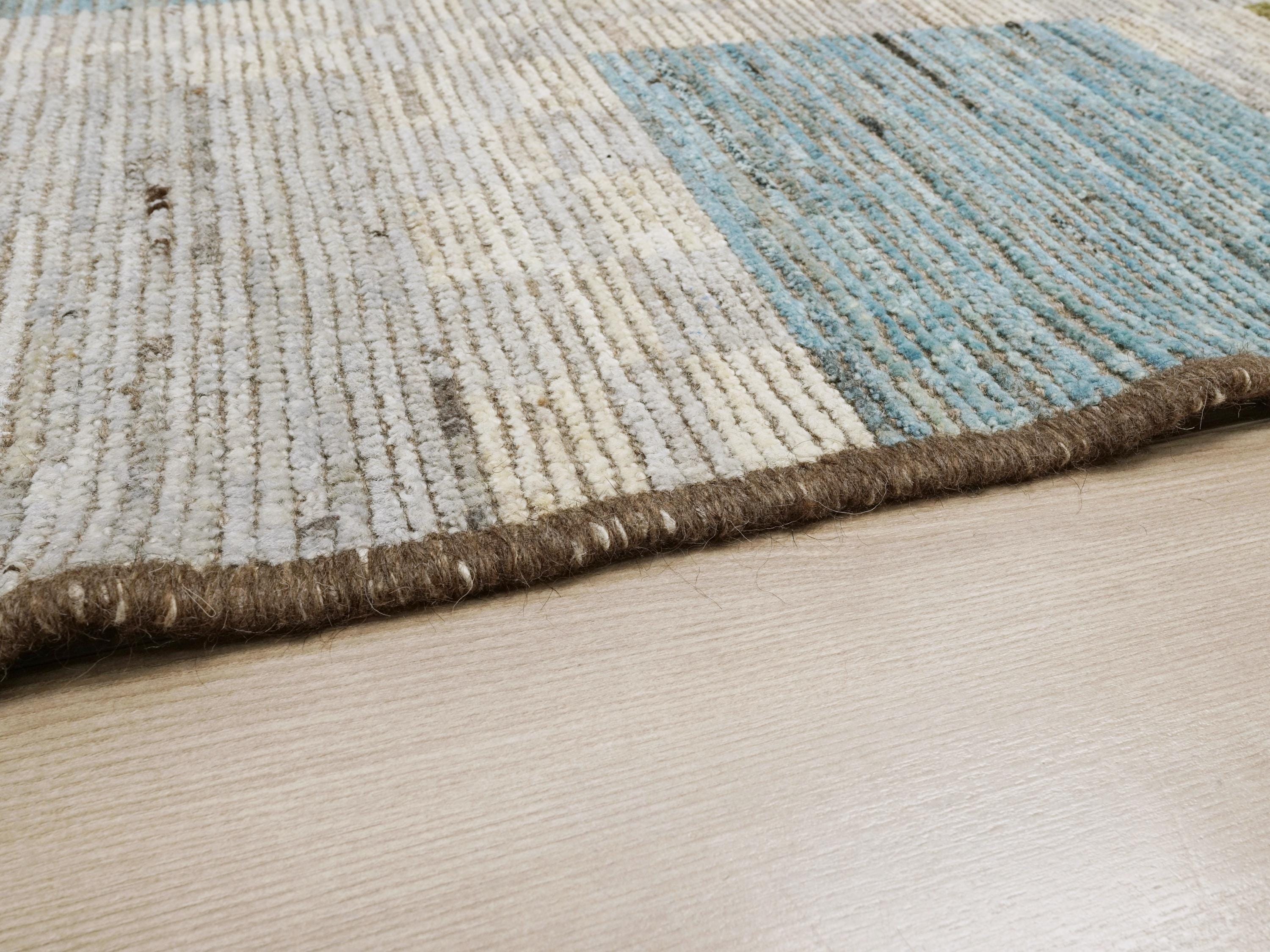 Hand Knotted Moroccan Wool Rug – 9x12 Blue Green Area Rug