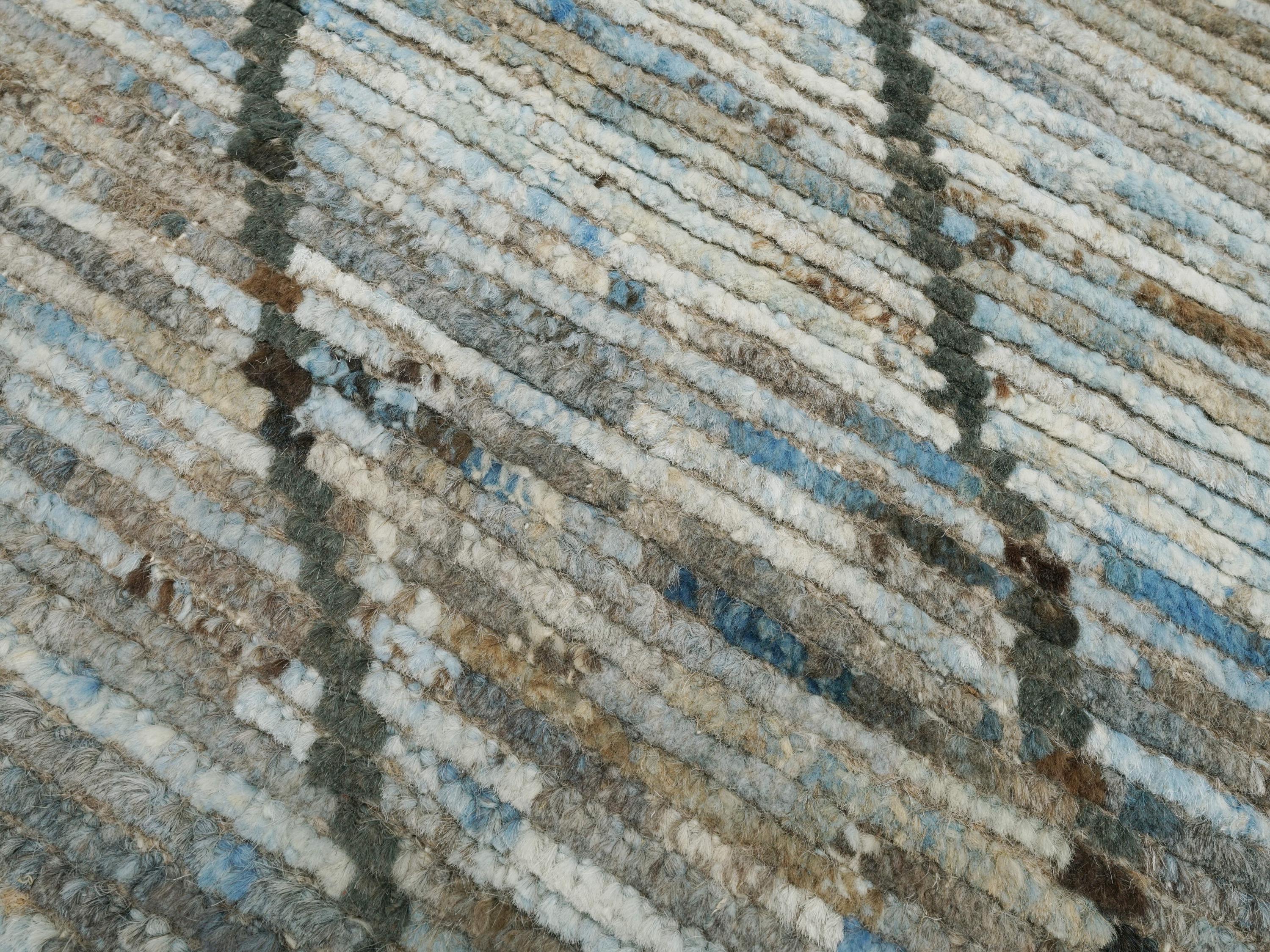 3x5 Ft Blue Moroccan Rug - Hand Knotted Area Rug