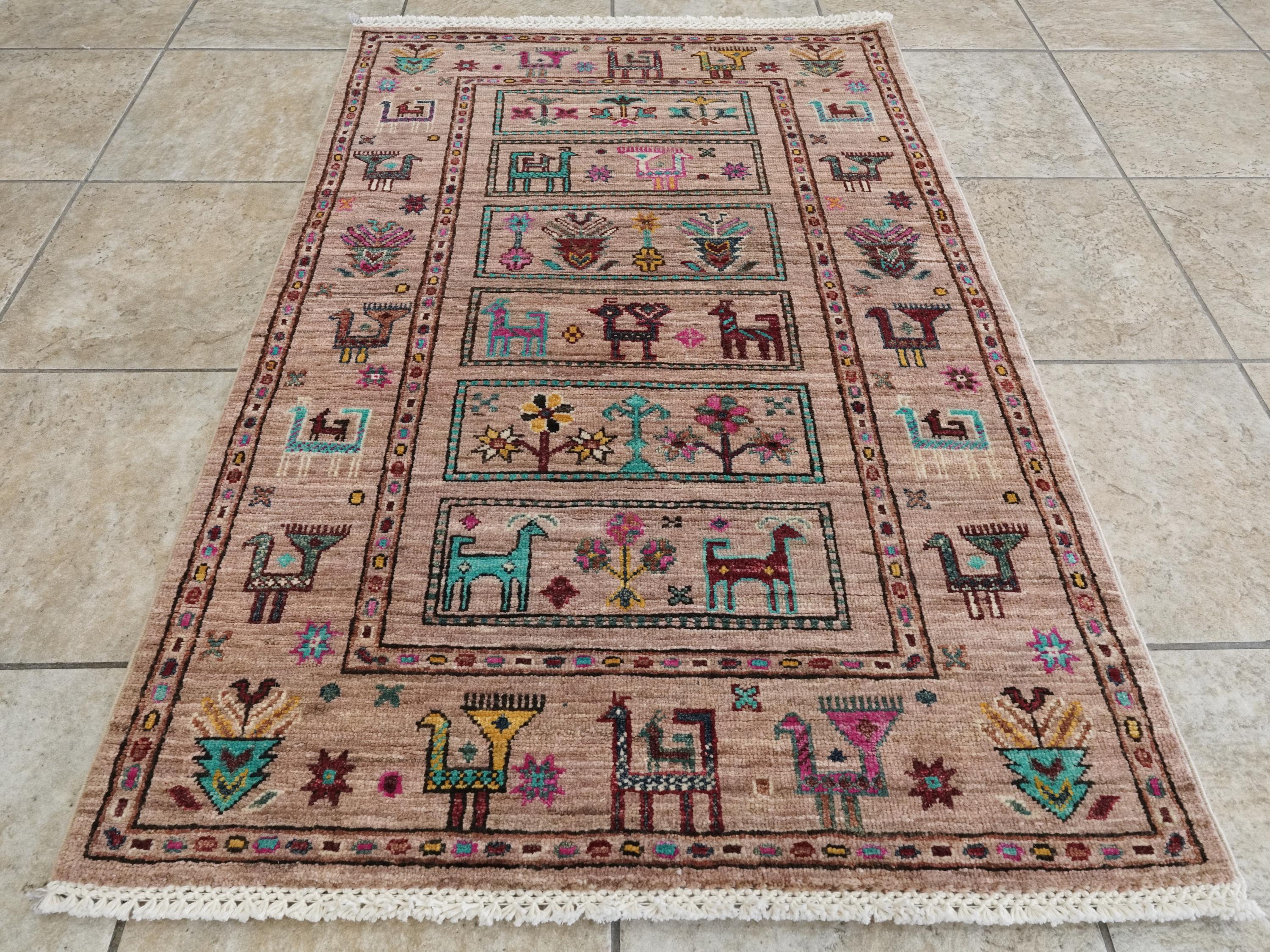 3x4 Ft Hand Knotted Wool Persian Rug - Traditional Oriental Design