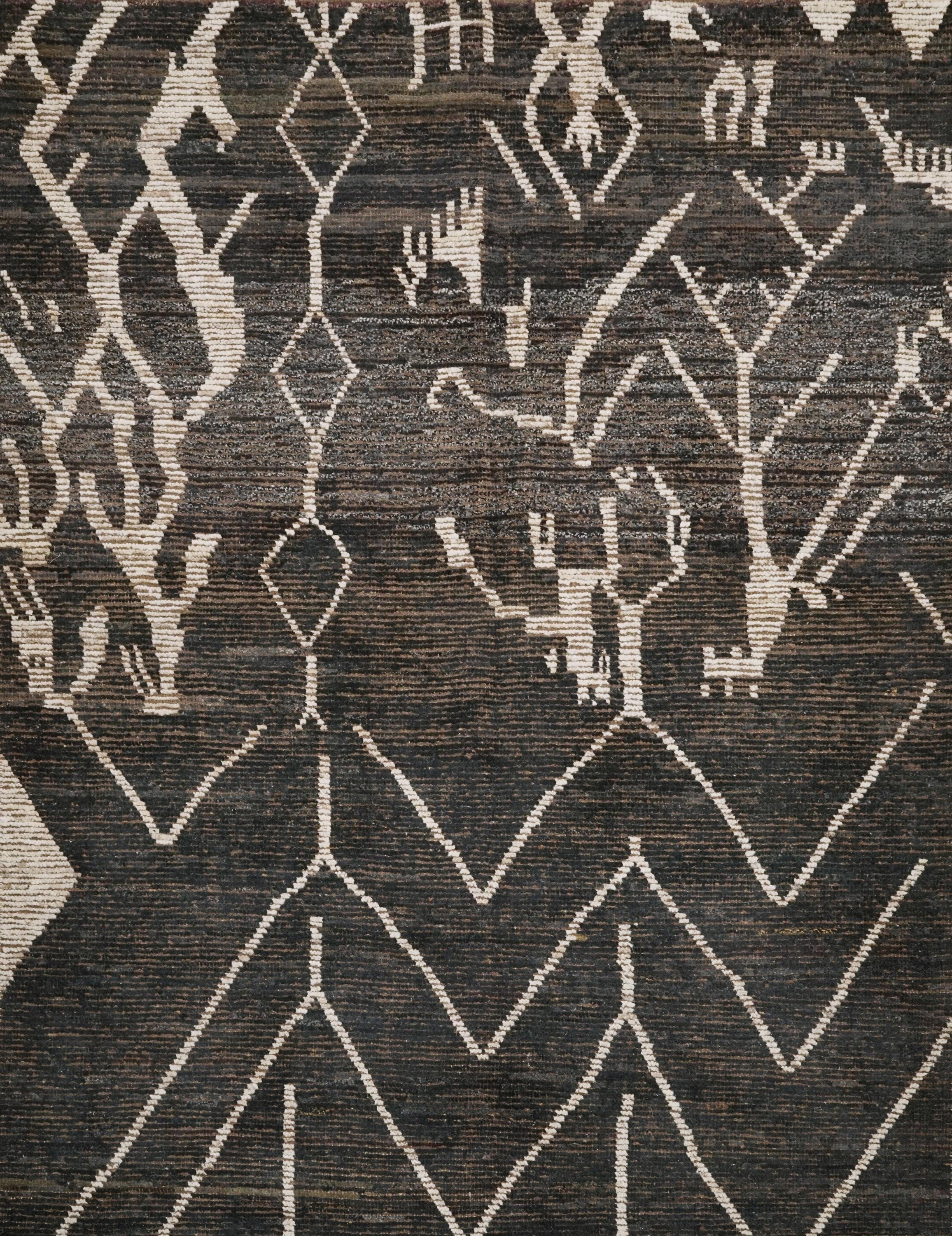 6x8 Ft Black Moroccan Rug - Handmade Tribal Rug