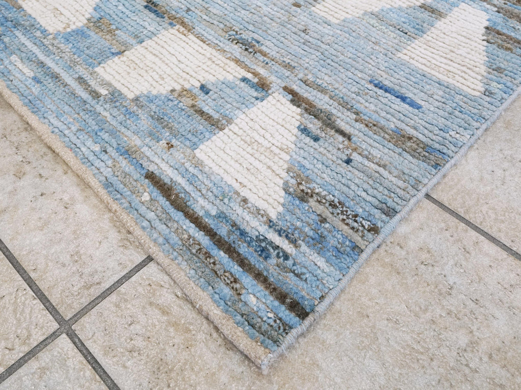 6x9 Ft Blue & White Moroccan Rug - Afghan Handmade Area Rug