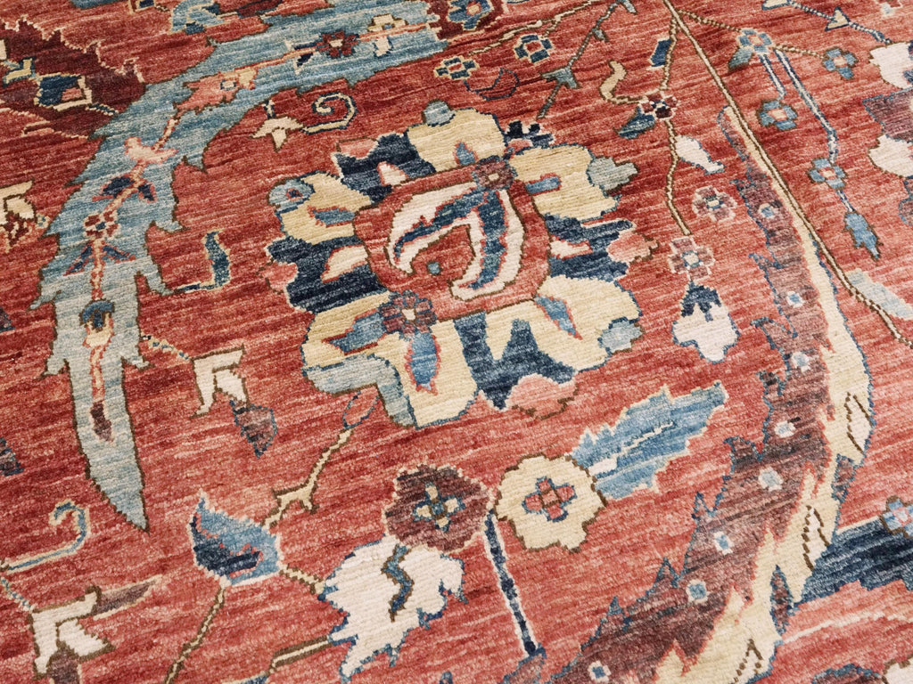 9x13 Ft Hand Knotted Serapi Rug – Red Oriental Ghazni Wool Rug
