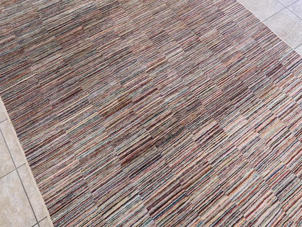 6x9 Ft Gabbeh Rug - Afghan Wool Area Rug - Striped Design